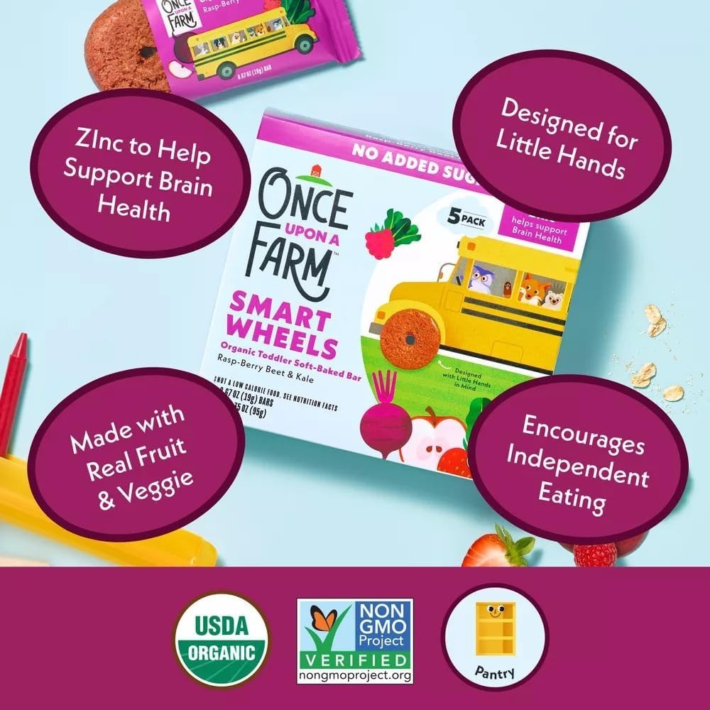 Organic Smart Wheels Bars Variety Pack - Pineapple Raspberry & Greens, Non-GMO,7