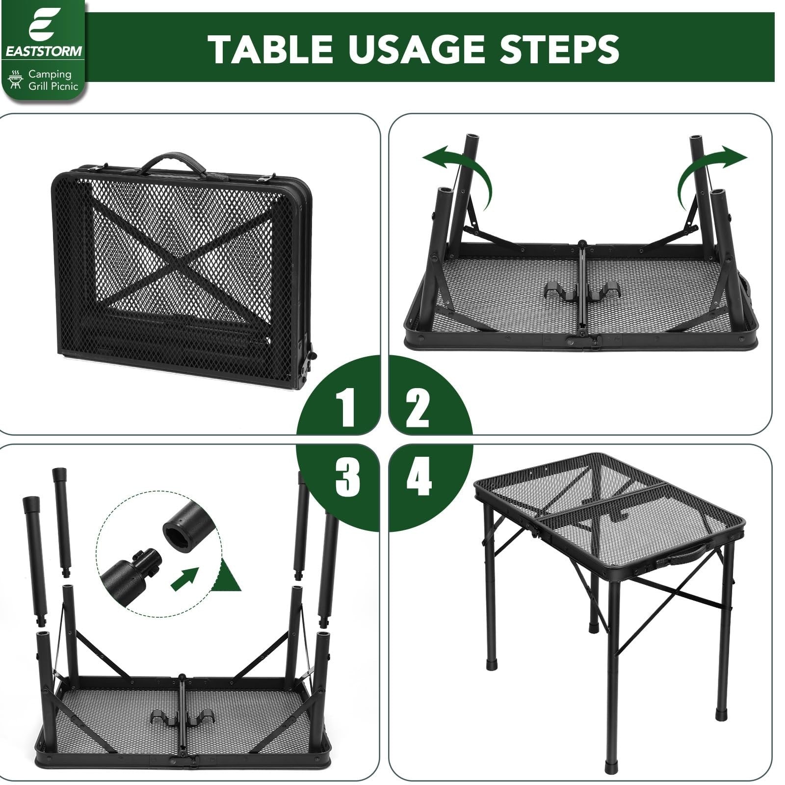 Compact Folding Picnic Table - Portable Outdoor Camping Table with Mesh Bag for6
