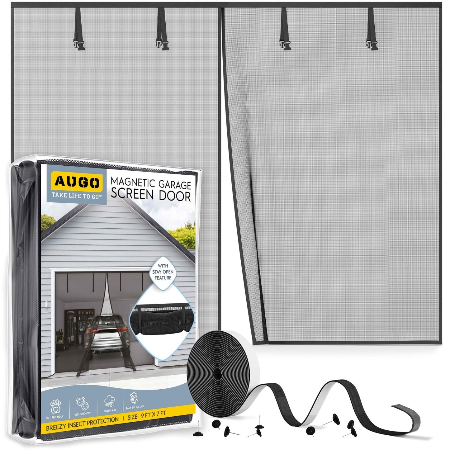 Magnetic Garage Door Screen   Heavy Duty Mesh, Pet & Kid Friendly, 9' x 7'1