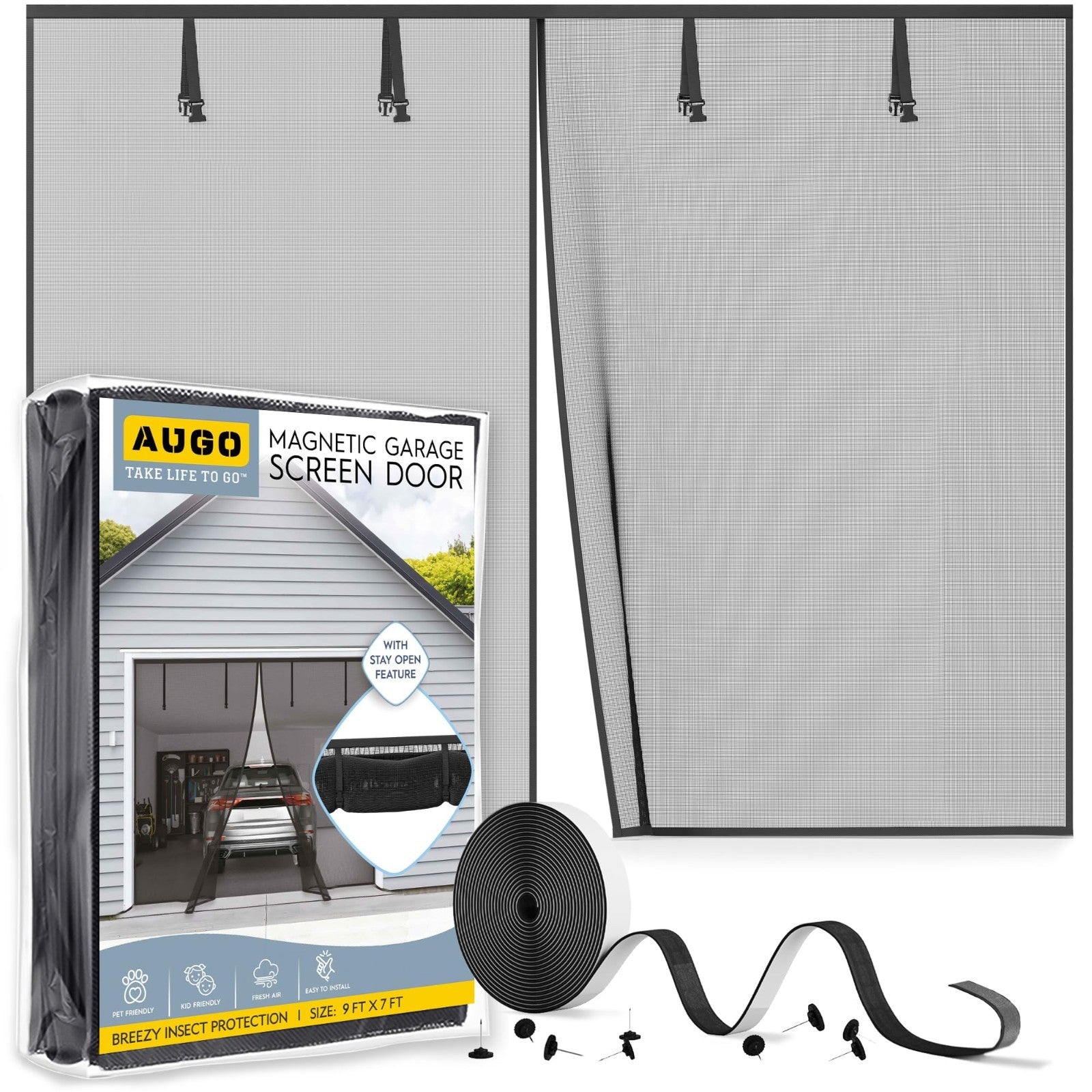 Magnetic Garage Door Screen   Heavy Duty Mesh, Pet & Kid Friendly, 9' x 7'1