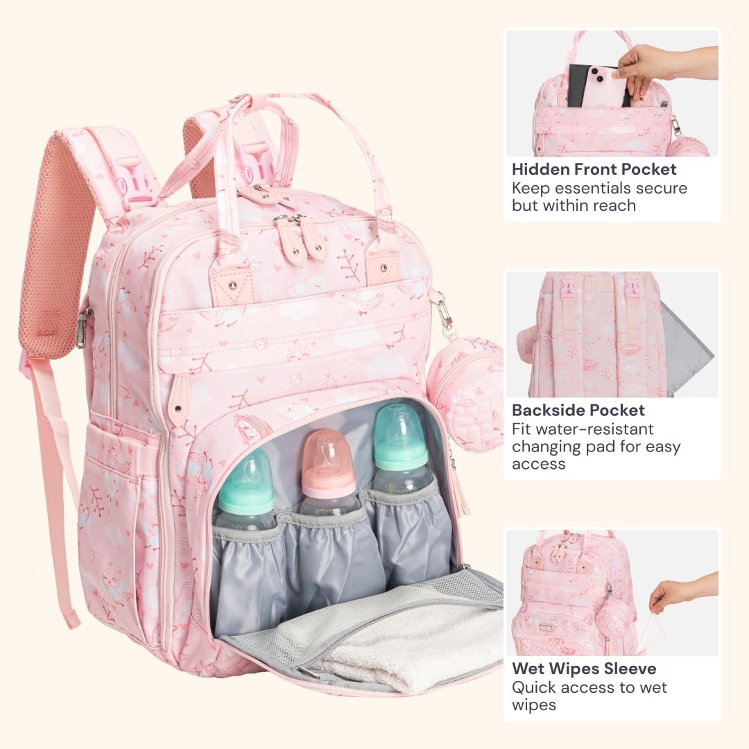 Multi Function Water Resistant Diaper Bag Backpack   Baby Travel Tote, Changing4