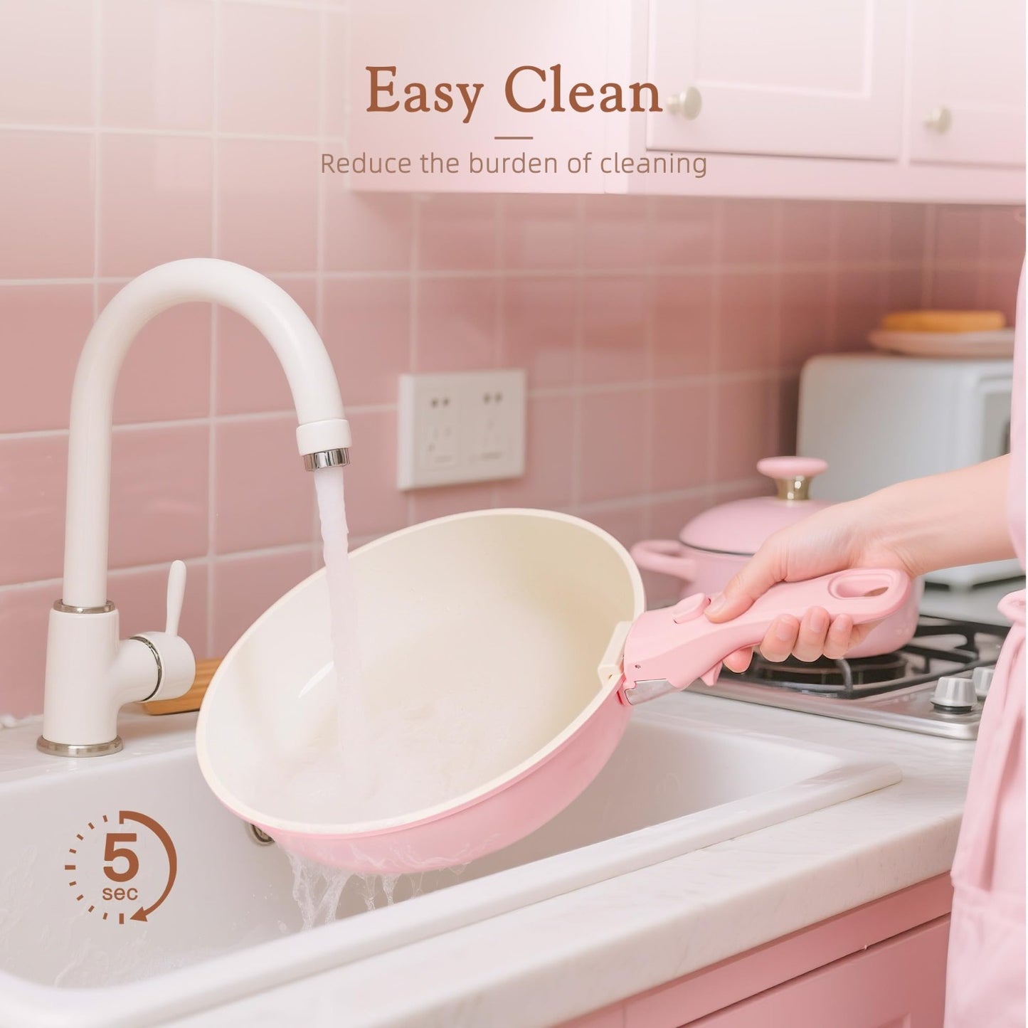21 Piece Non Stick Ceramic Cookware Set, Detachable Handle, Oven Safe, Induction7