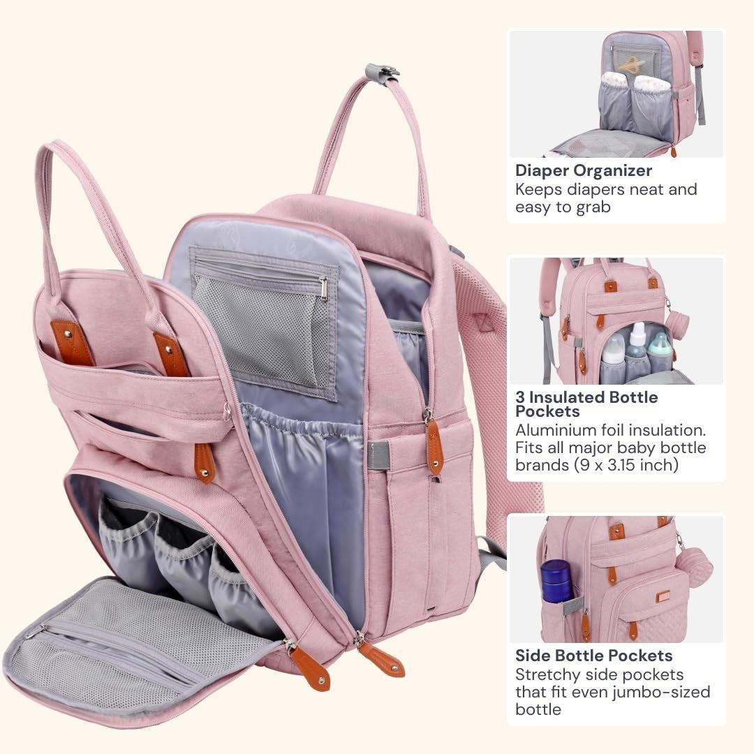 Multi Function Water Resistant Diaper Bag Backpack   Baby Travel Tote with Chang3