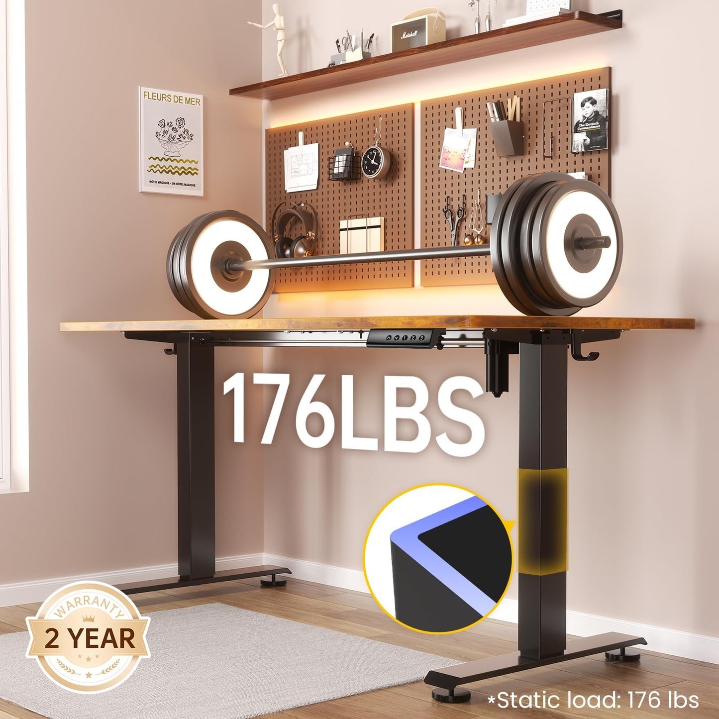 Adjustable Height Standing Desk 47.2" - Modern Wood Computer Table for Home & Of3