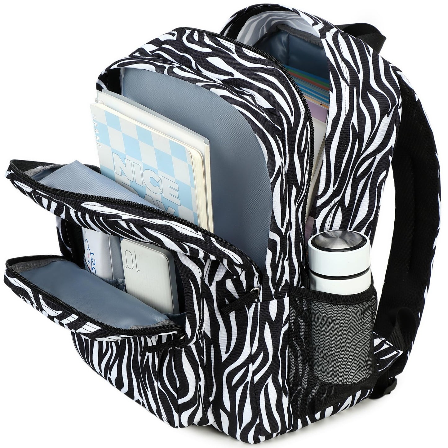 Zebra Print Women's School Backpack   Water Resistant Bookbag for College & Teen5