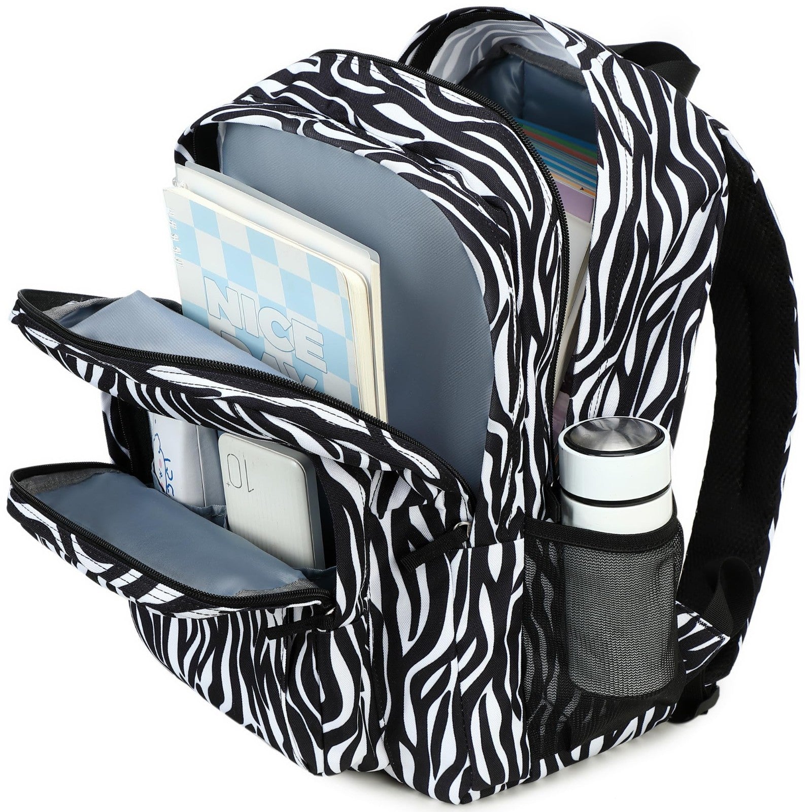 Zebra Print Women's School Backpack   Water Resistant Bookbag for College & Teen5