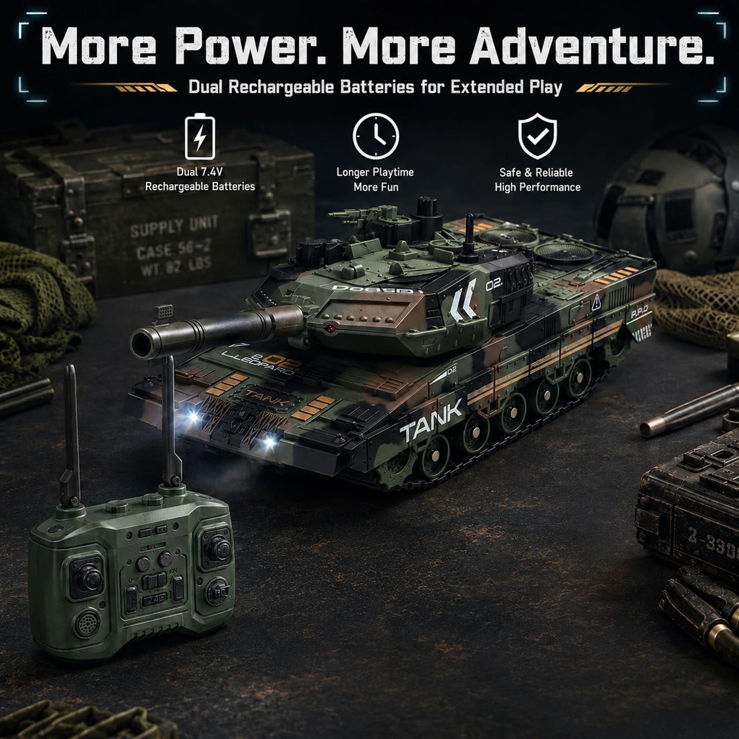 1:24 Scale Remote Control Army Tank - 360° Turret, BB Shooting, All-Terrain Clim5