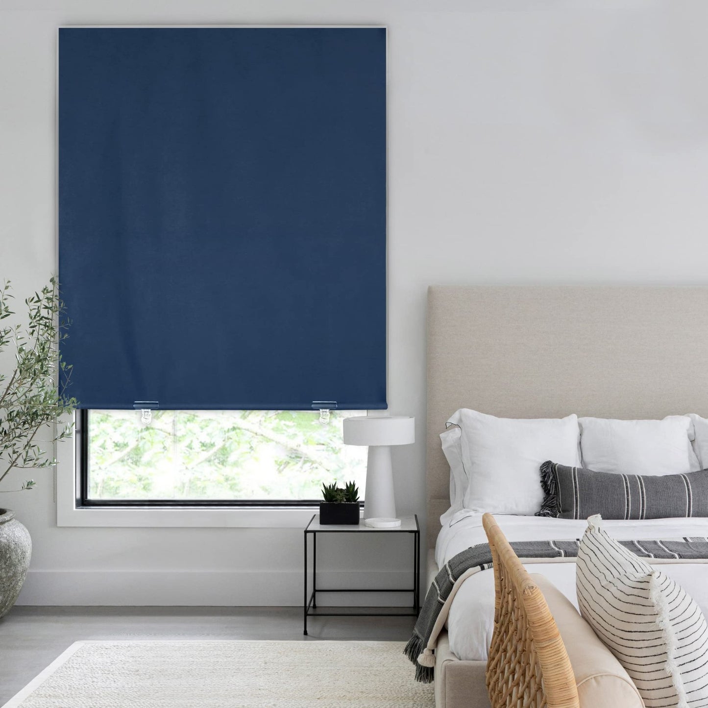 100% Blackout Door Curtain 26"x68" Navy Blue, No Tools Cordless Thermal Insulate5