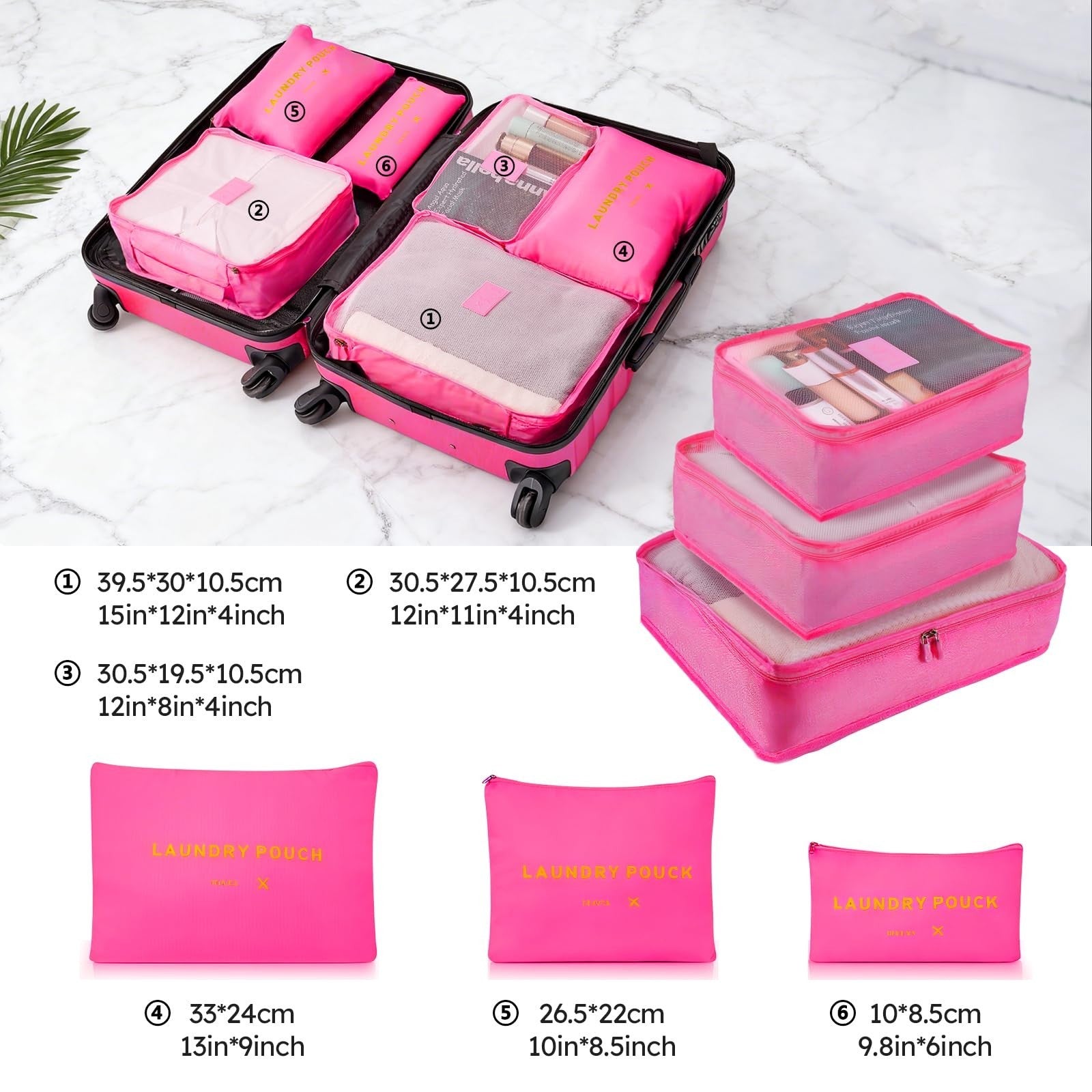 2 Piece Luggage Set - 20" & 28" Hardshell Suitcases with Spinner Wheels & 6 Trav7