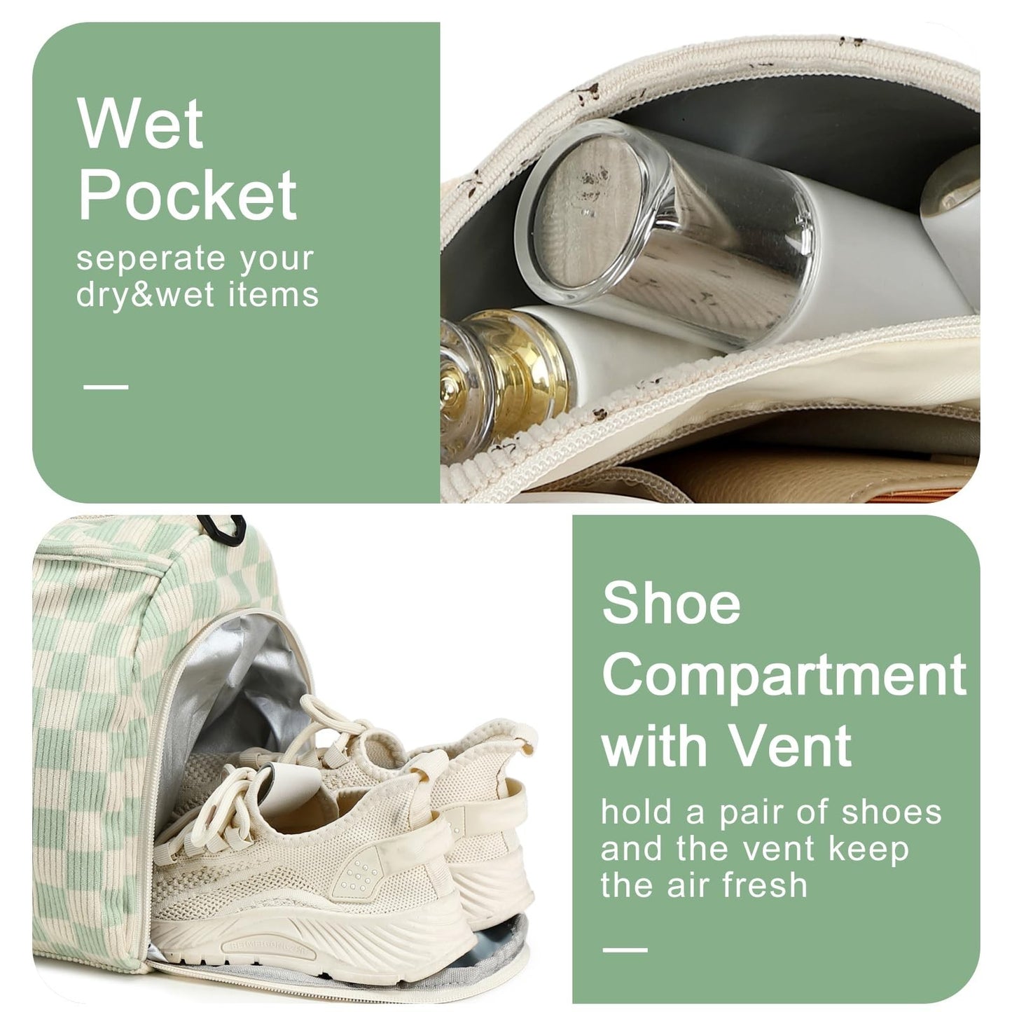 Cute Girls Duffle Bag with Shoe Compartment & Wet Separation - Waterproof Gym &5