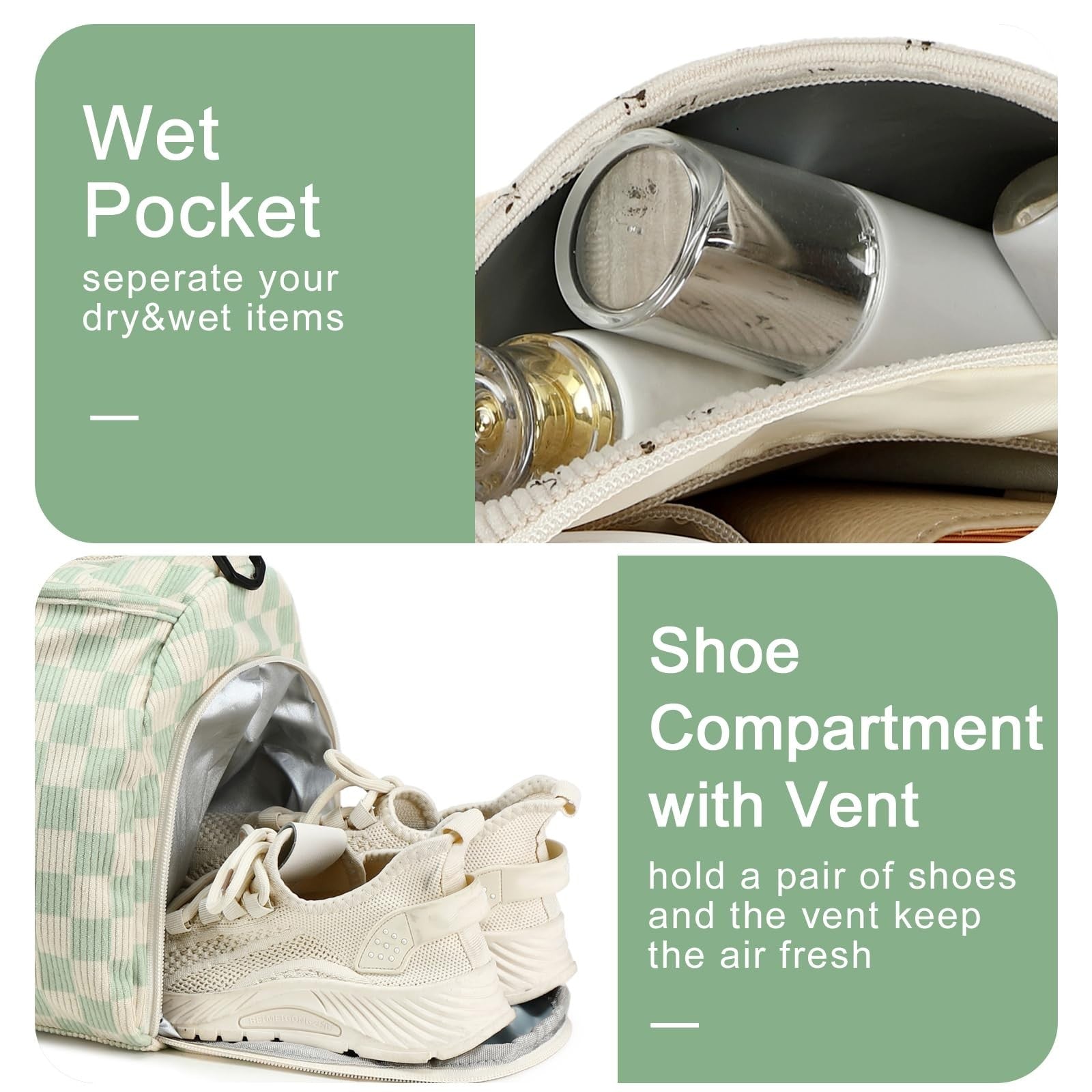 Cute Girls Duffle Bag with Shoe Compartment & Wet Separation - Waterproof Gym &5
