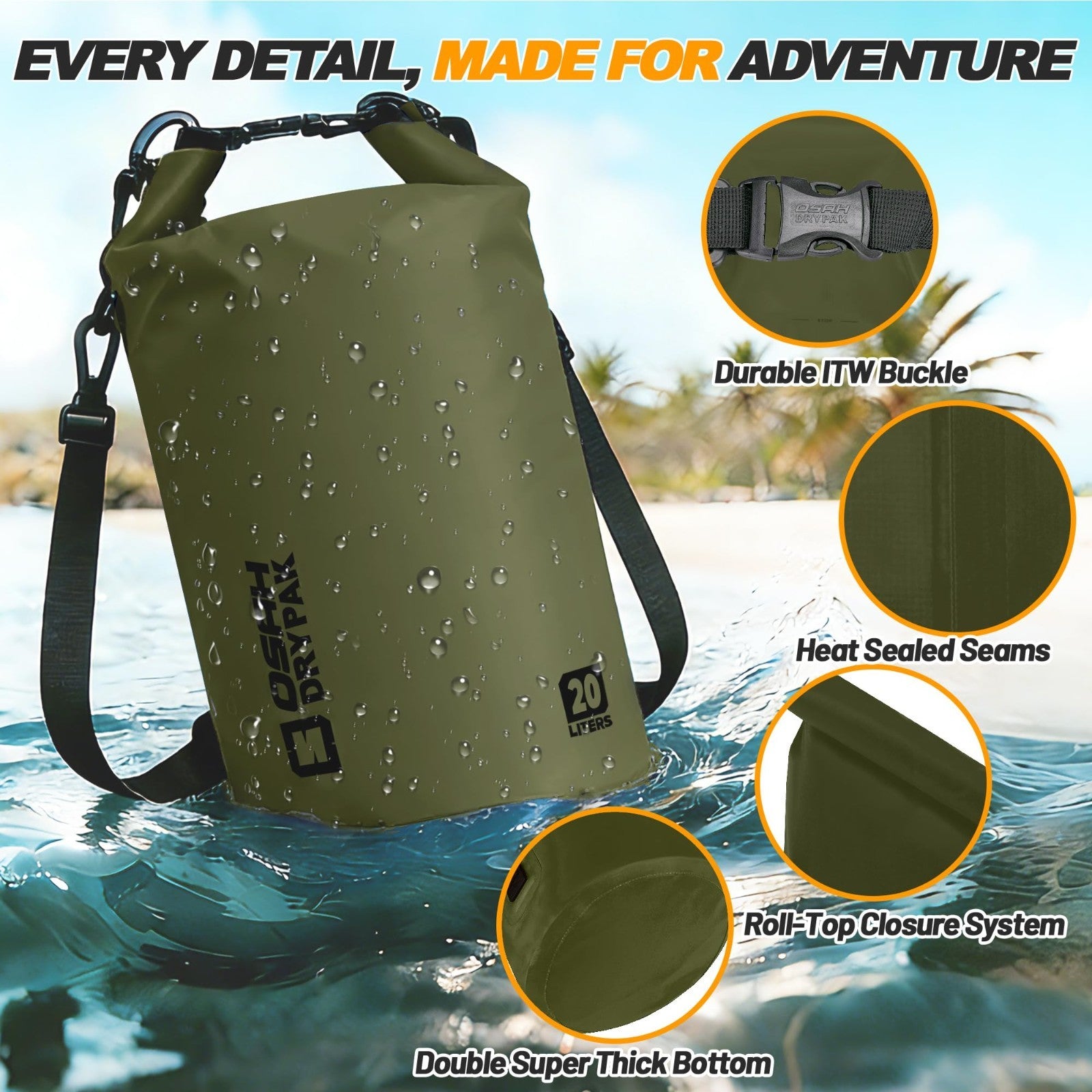 Waterproof Dry Bag 5L/10L/20L/30L/40L - Lightweight Roll Top Backpack for Travel3