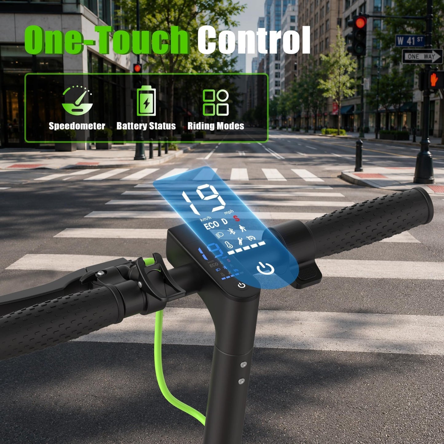 Powerful Electric Scooter 500W Motor, 19MPH Speed, 16-27 Miles Range, Folding E-7