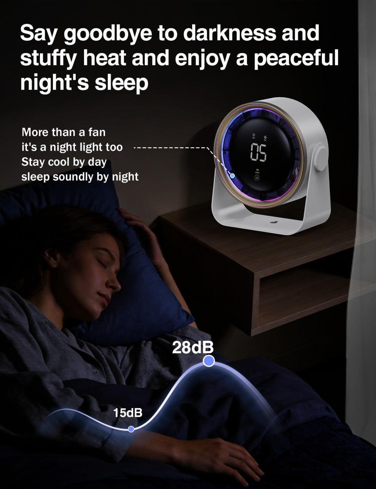 Ultra Quiet Small Desk Fan, Touch Control, Multi Speed Air Circulator, USB Recha4