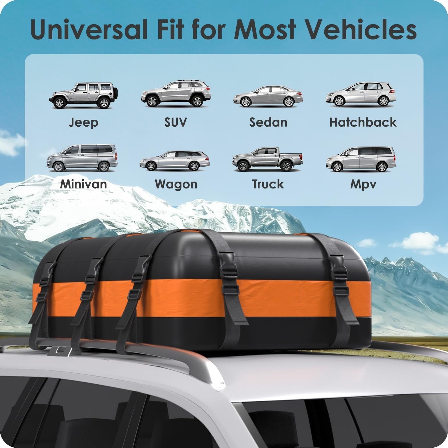Rooftop Cargo Carrier Bag 15-20 Cu Ft Waterproof Storage for Cars - Orange4