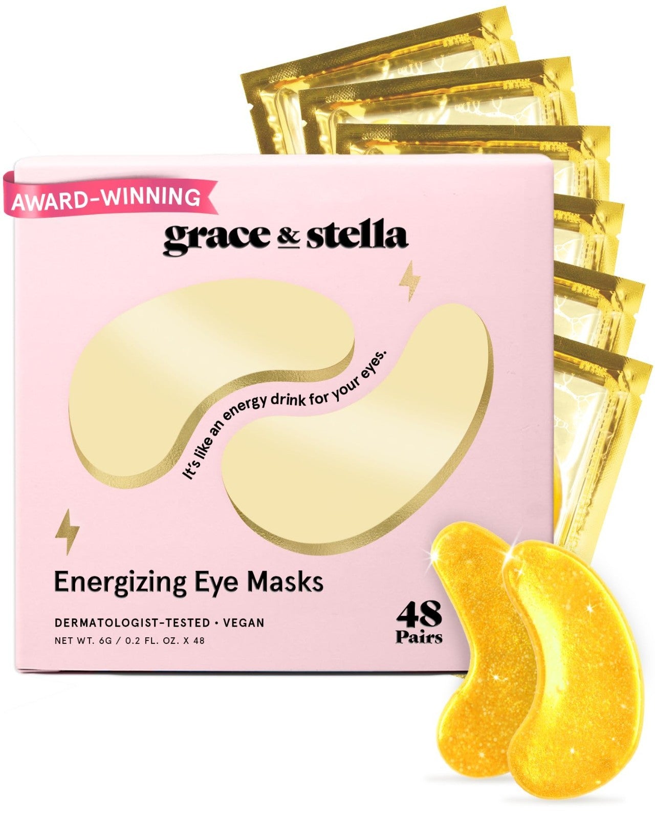 Under Eye Gel Masks - 48 Pairs for Dark Circles, Puffiness, Wrinkles - Vegan Gif1