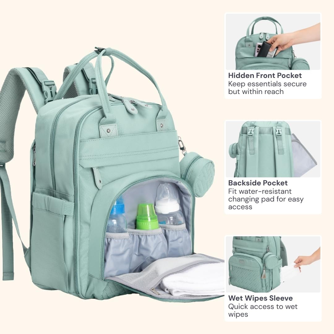 Multi Function Water Resistant Diaper Bag Backpack   Baby Travel Essentials, Cha6