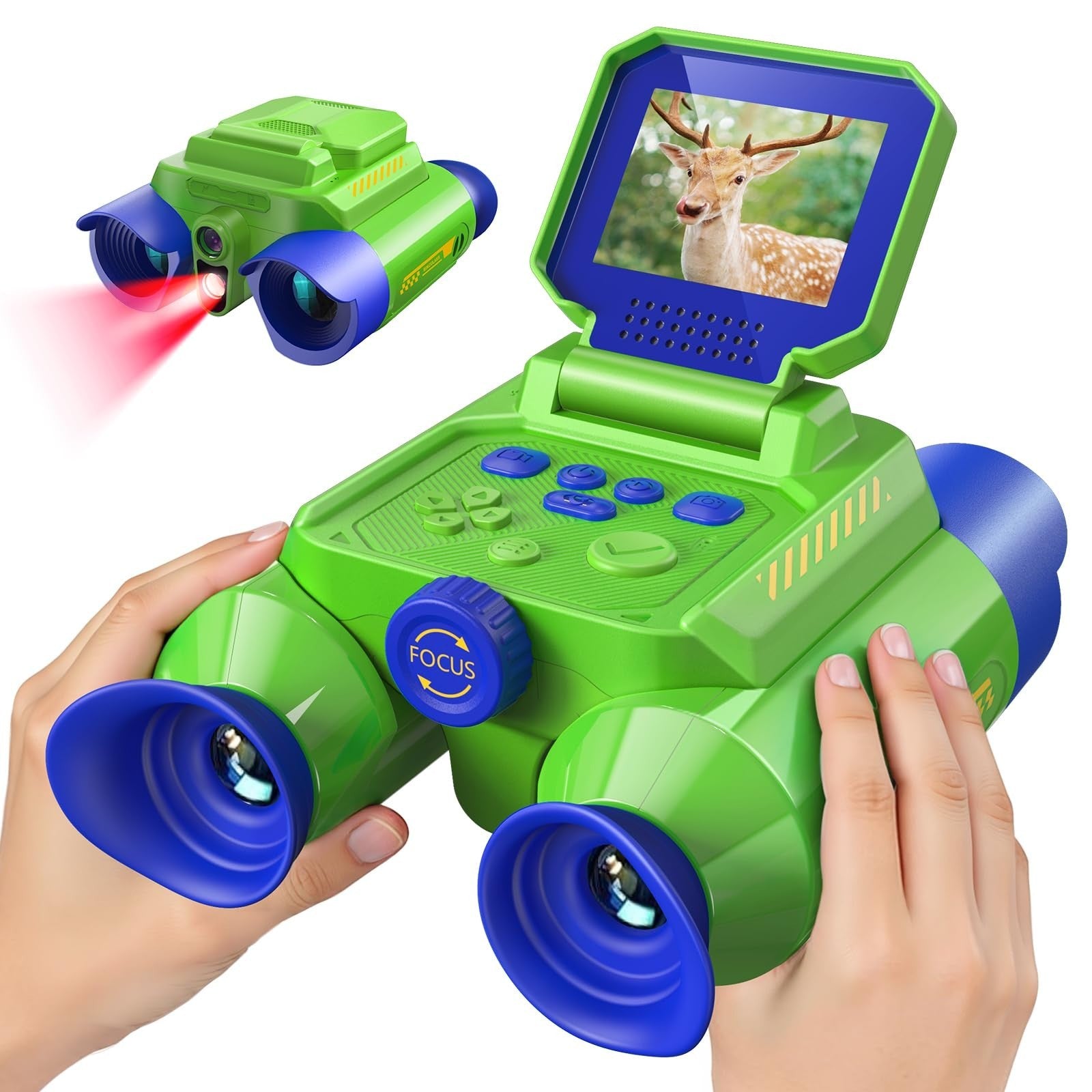 Kids Binoculars with Night Vision & Camera, 10X Zoom Telescope for Ages 3 10+1