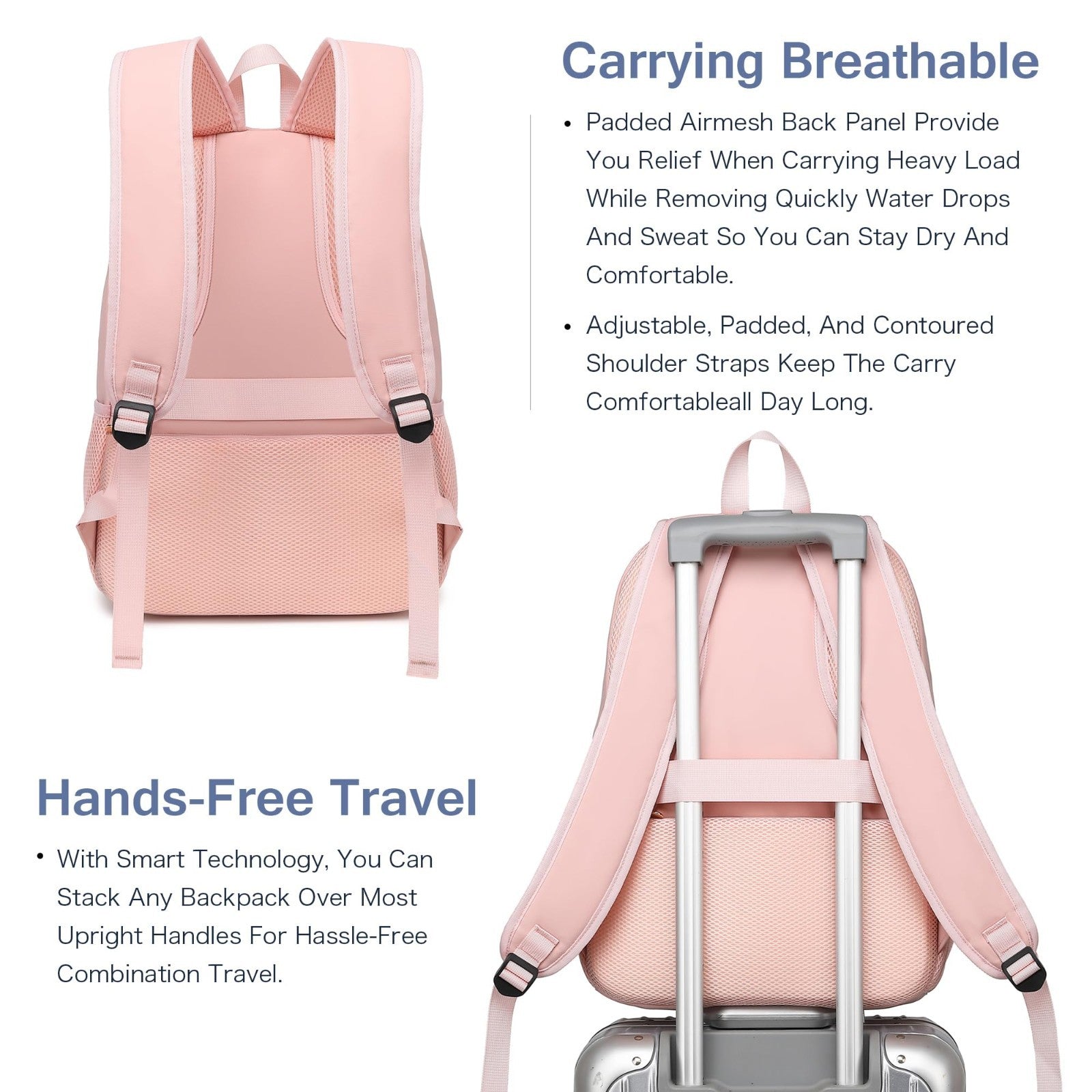 Waterproof Laptop Backpack for Women, 15.6" USB Travel Bag, Anti Theft Bookbag,3