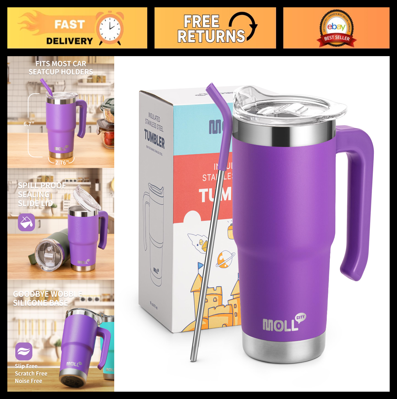 Kids 16 oz Stainless Steel Tumbler with Handle   Insulated Water Cup, BPA Free,0