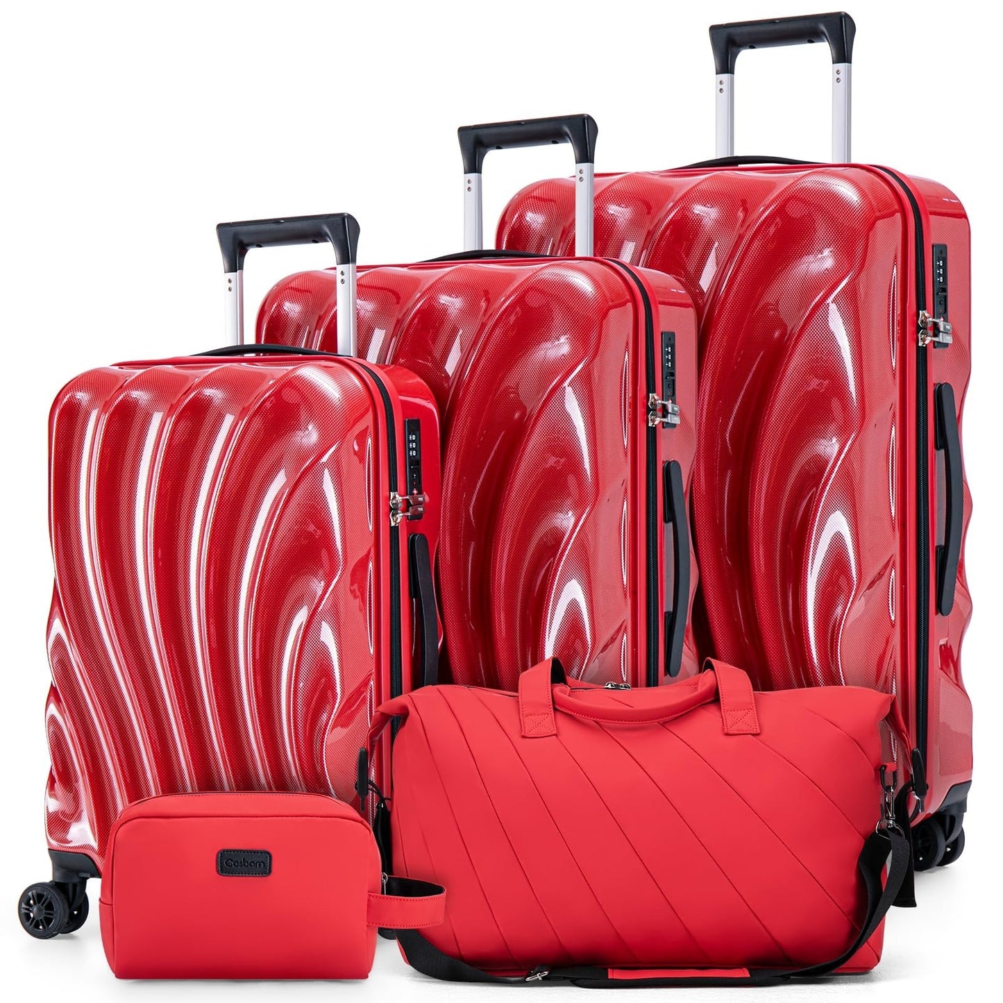 5-Piece Hardshell Luggage Set with Wheels, TSA Lock, Phone Holder, Durable Trave1