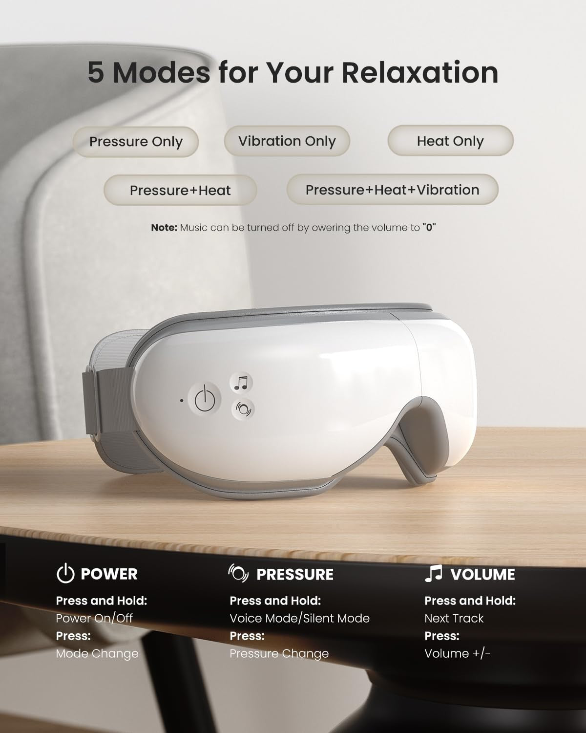 Heated Eye Massager with Voice Control | Vibration Relief for Tension, Strain &2
