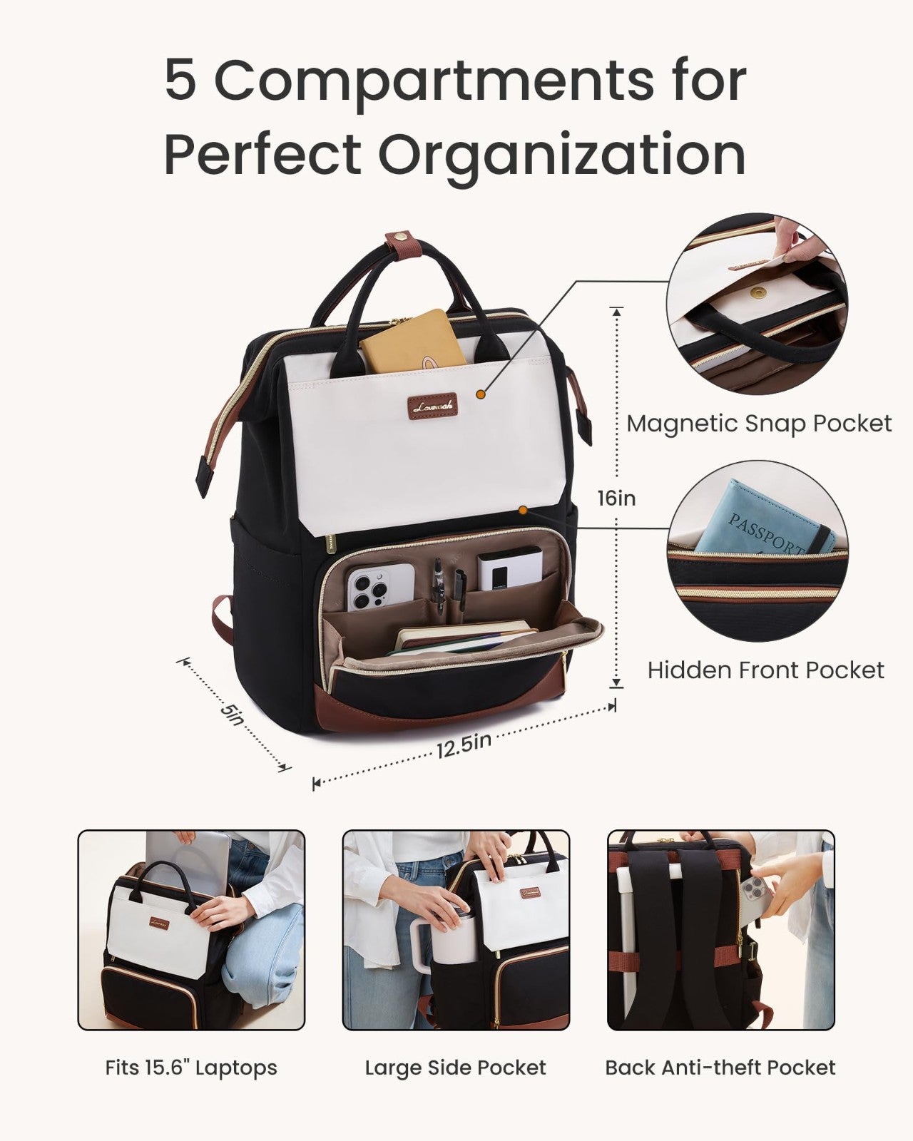 Stylish Laptop Backpack for Women   Travel Friendly with Tumbler Holder, Ideal f4