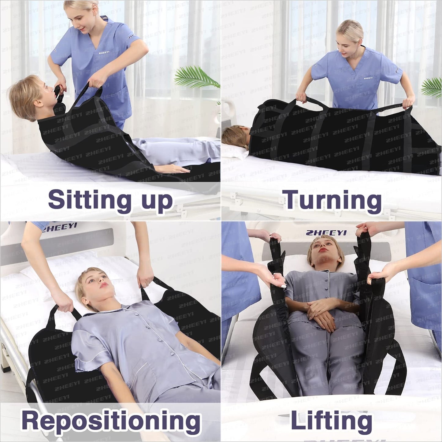 Bed Positioning Pad with Handles 48"x40"   Lifting Turning Patient Transfer Blan2