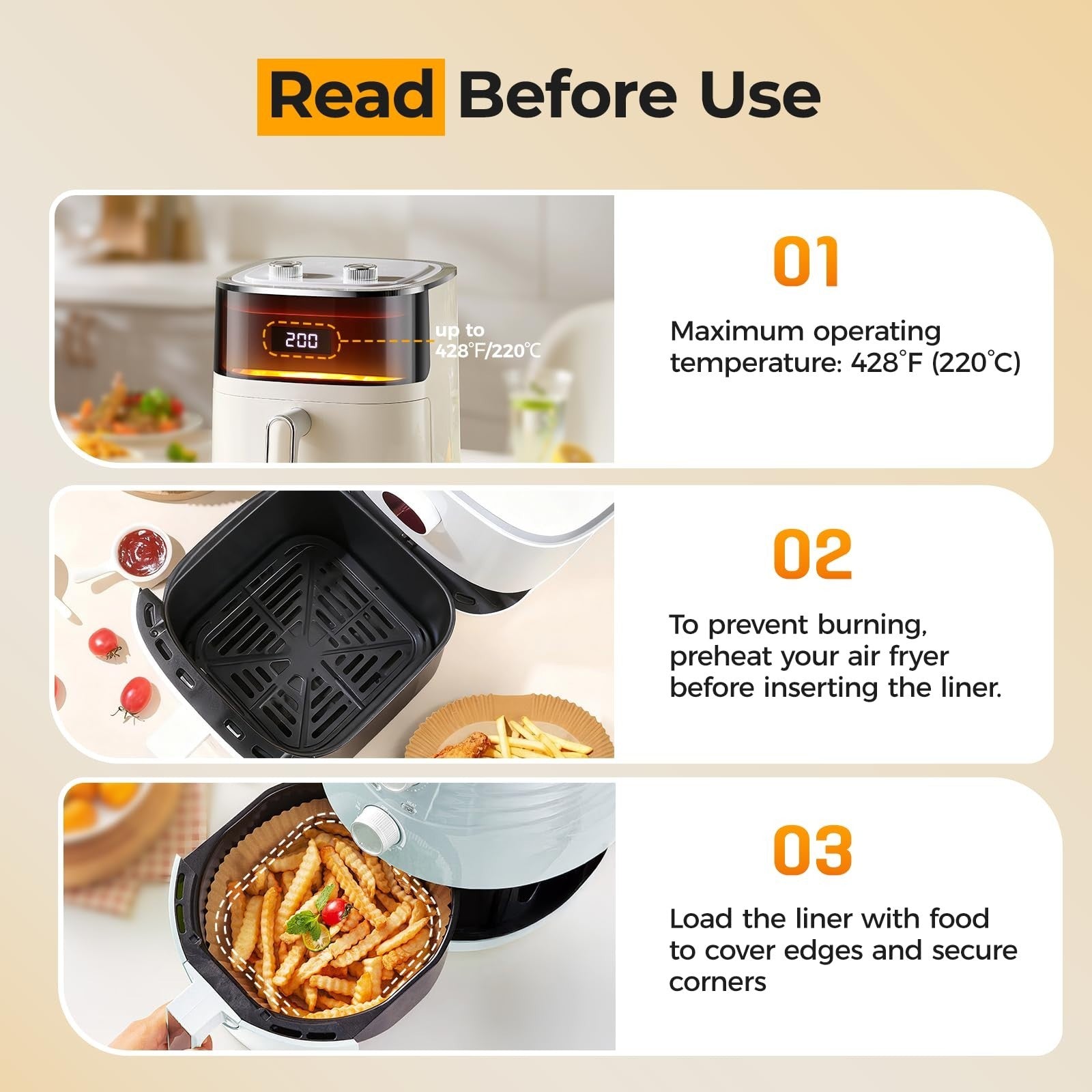 125Pcs 8" Square Air Fryer Liners   Non Stick, Waterproof Parchment Sheets for B4