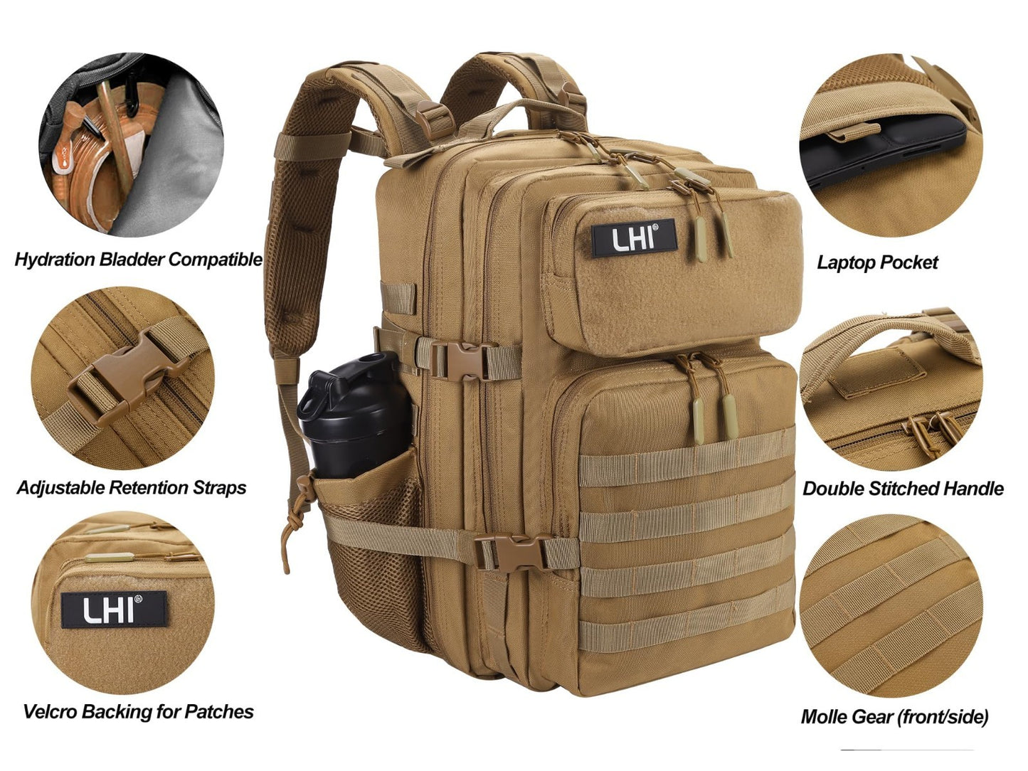 Tactical 45L Military Backpack for Men & Women   3 Day Assault Rucksack with Mol3