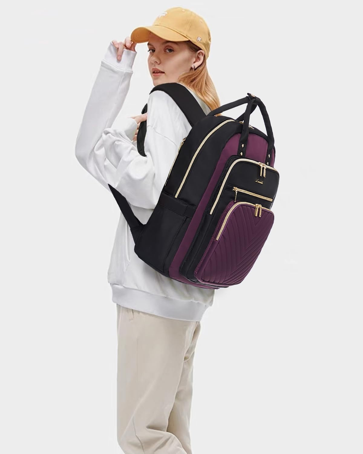 Stylish Water Resistant Laptop Backpack for Women   USB Charging, Fits 15.6" Lap8