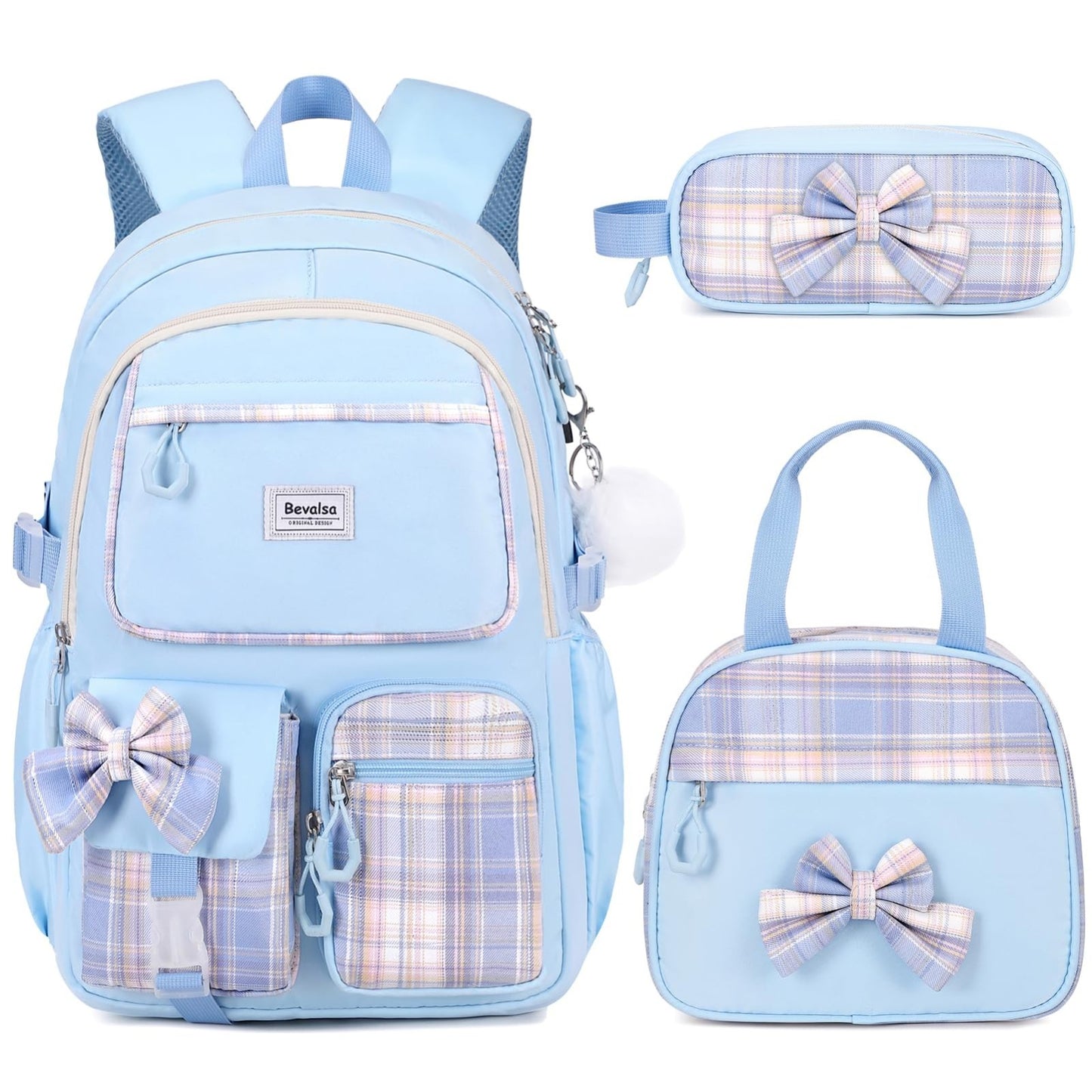 Cute Bow Backpack for Girls   School Bag with Lunch Bag & Pencil Case, Stylish &1