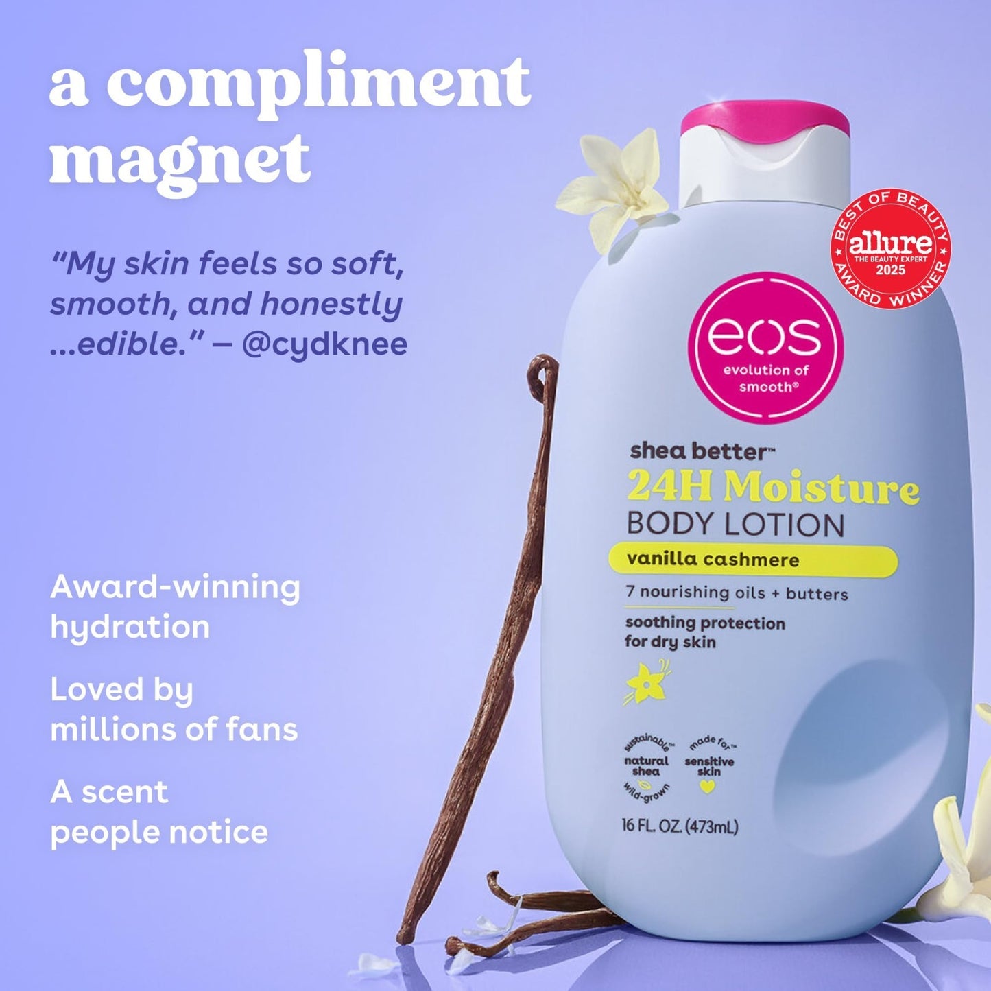 Shea Better Body Lotion   Vanilla Cashmere, 24 Hour Hydration, 16 fl oz3