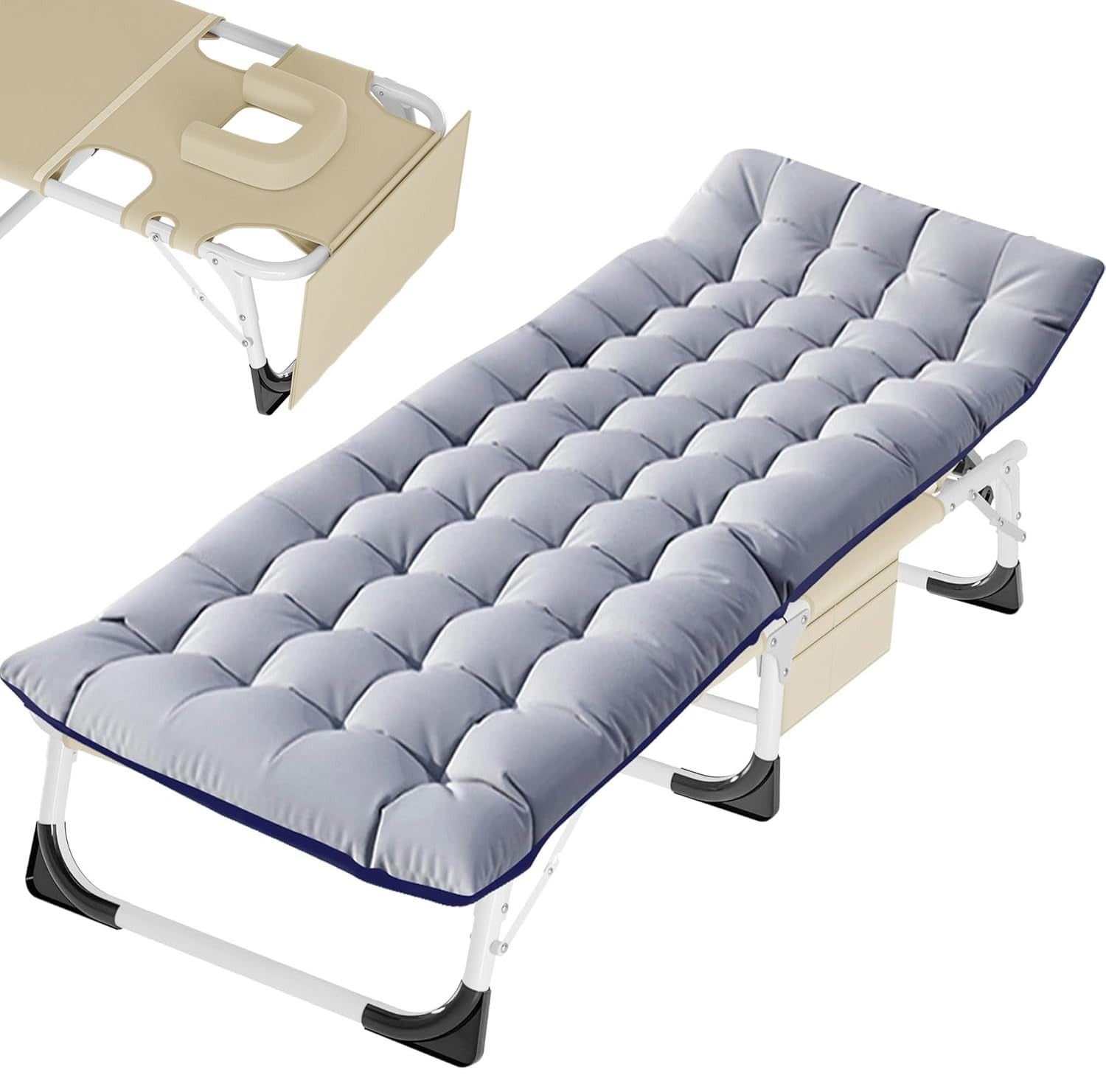 Folding Camping Cot for Adults   5 Position Adjustable Backrest & Padded Cushion1