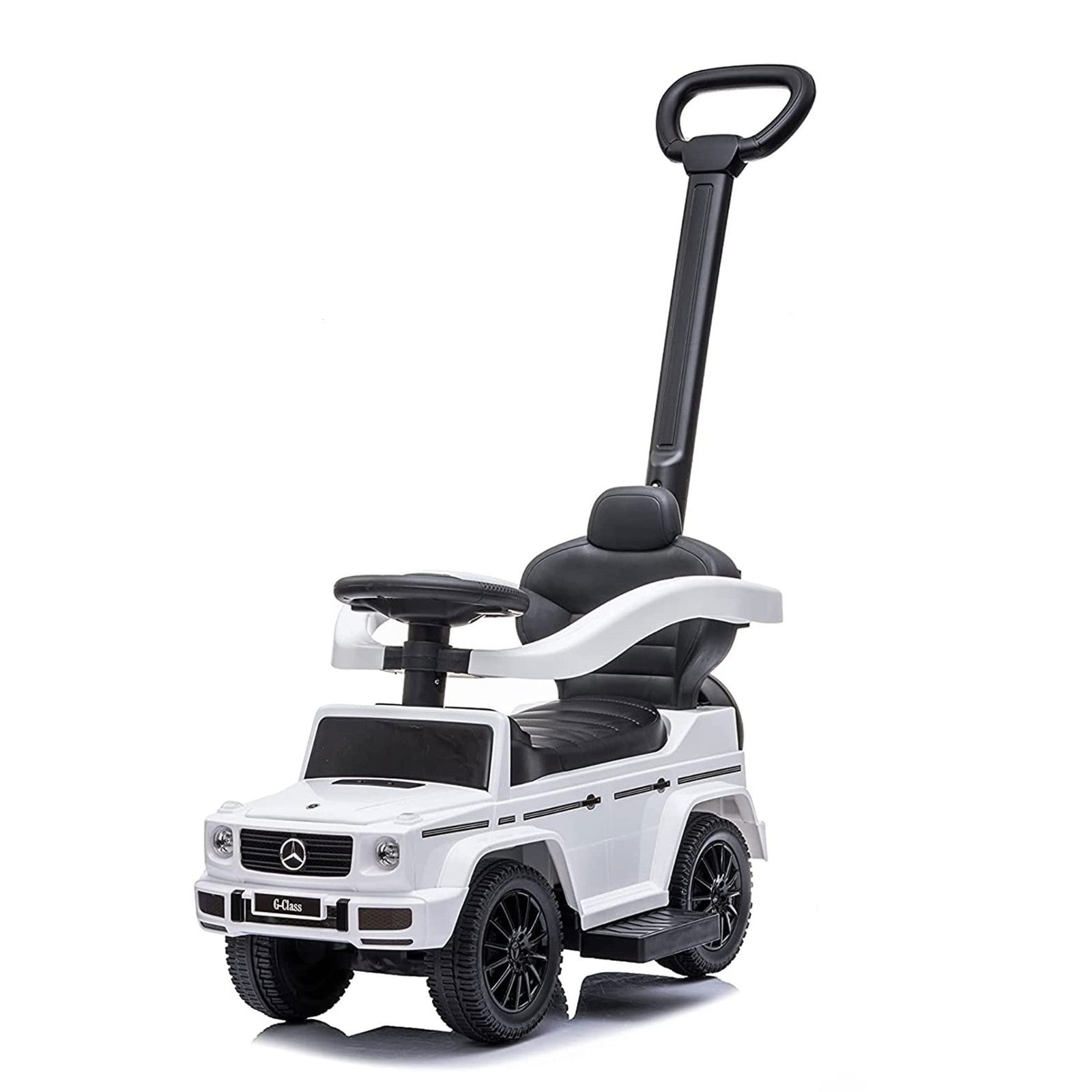 Kids Ride-On Car Stroller Mercedes G-Wagon for Toddlers 1-3, Music & Horn, White6