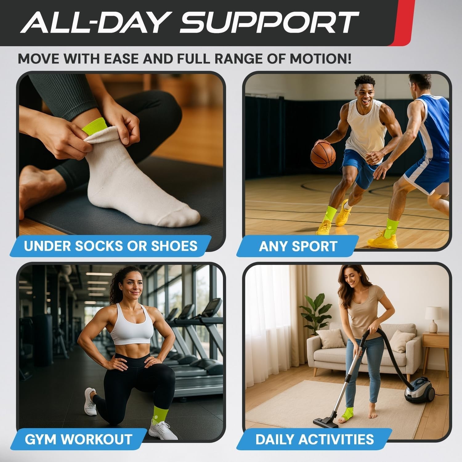 Adjustable Ankle Brace for Sprains & Plantar Fasciitis Relief, Compression Sleev3