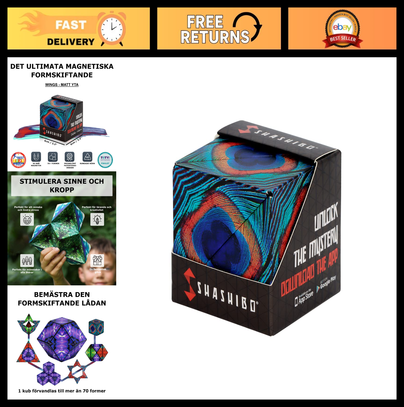 Magnetic Puzzle Cube   Sensory Fidget Toy for Stress Relief, Shape Shifting Fun,0