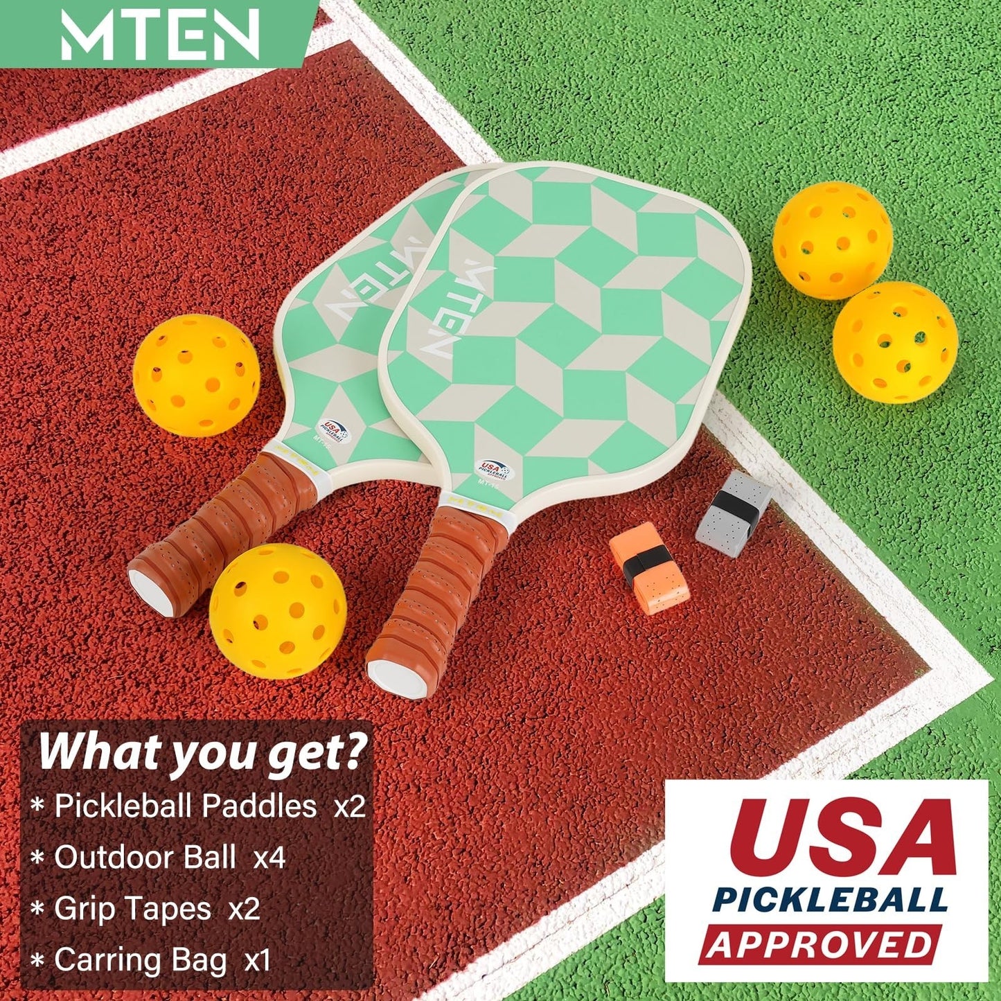 Pickleball Paddle Set of 2/4/1 - USAPA Approved Fiberglass Rackets, Lightweight5