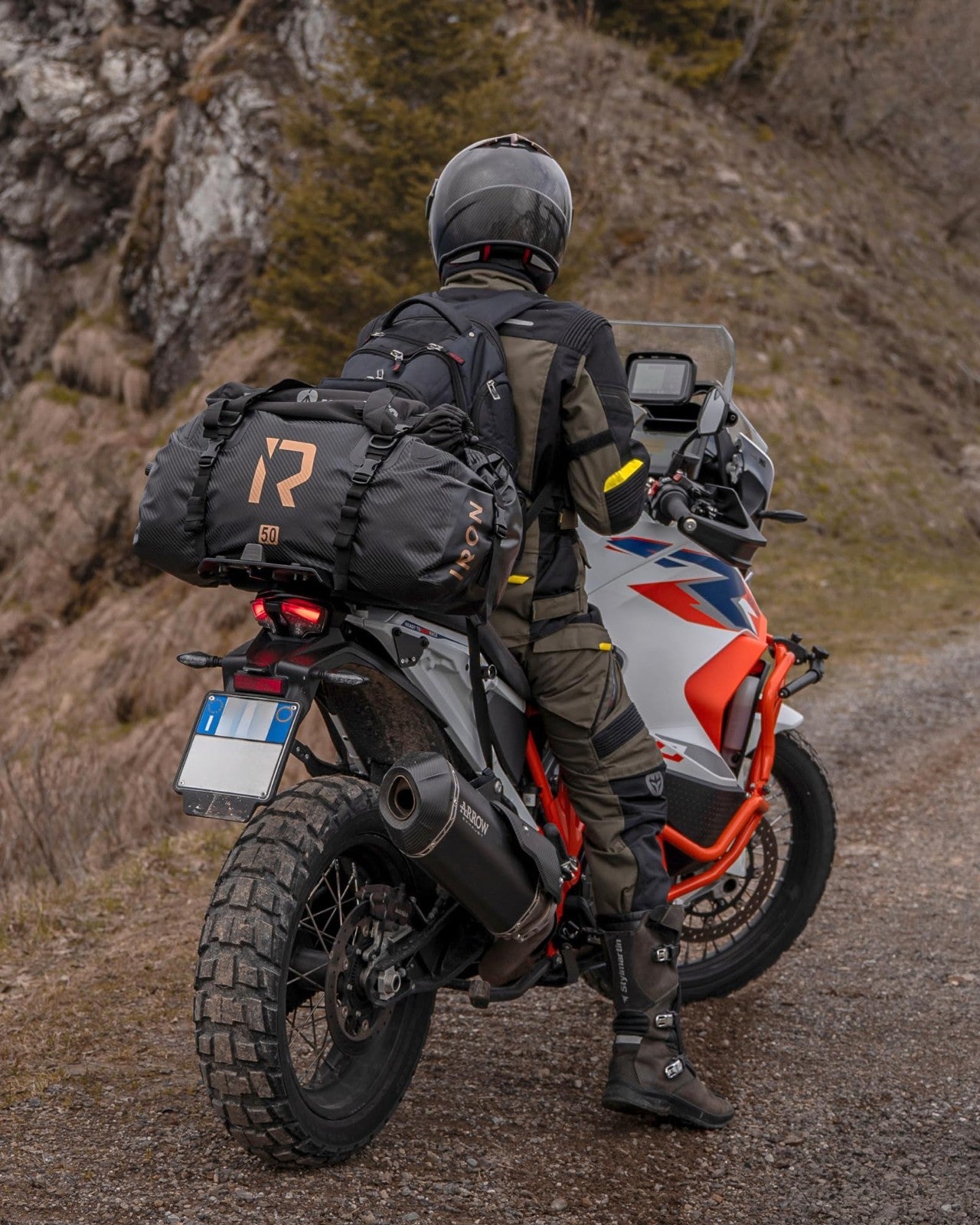 Waterproof Motorcycle Duffle Bag - 30L Tail Bag with Roll Top, Straps & Pockets6