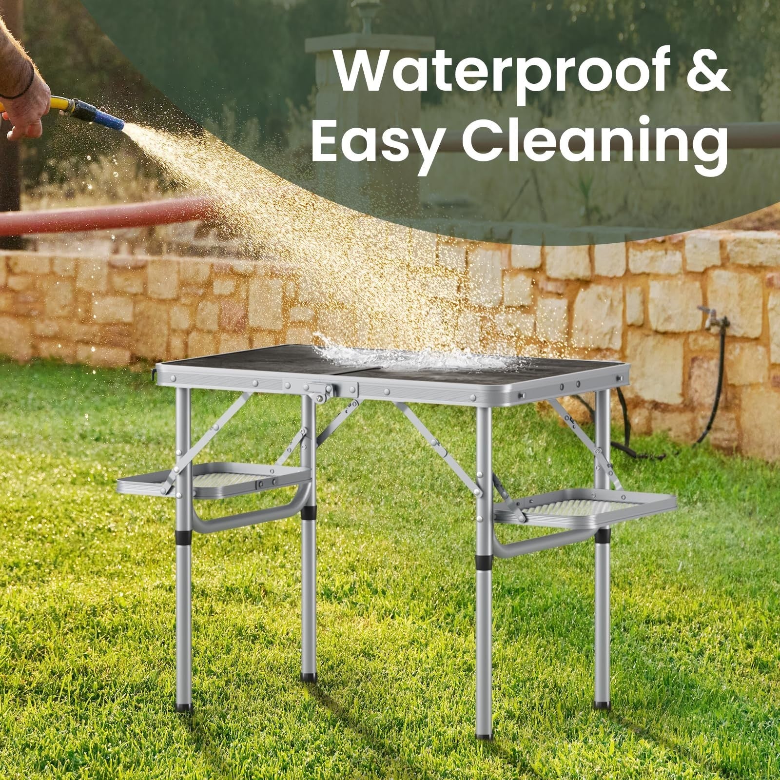 Portable Folding Camping Table 2ft with Side Racks & Storage Net - Lightweight A7