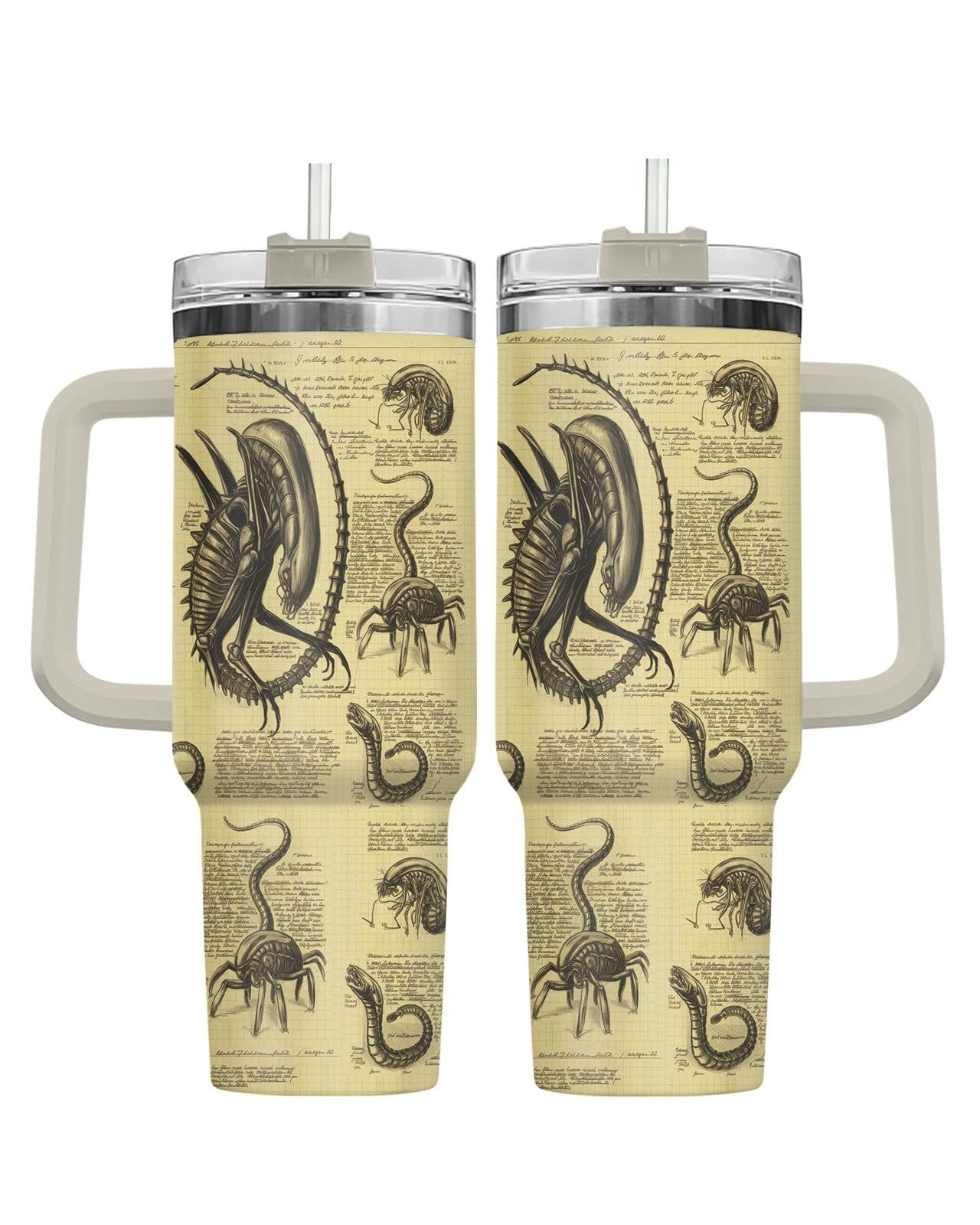 40oz Insulated Stainless Steel Tumbler with Handle & Straw   Horror Movie Gift1