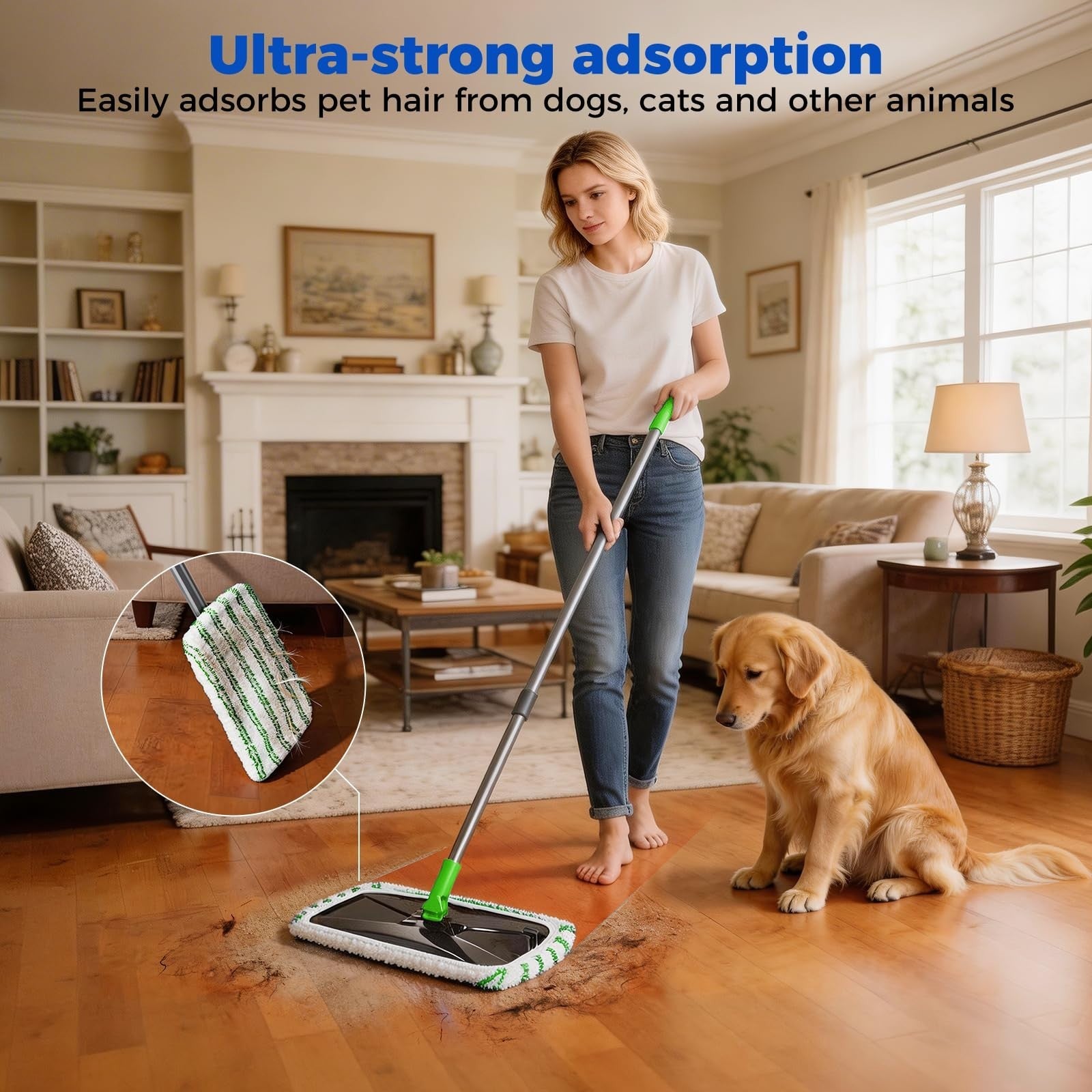 Microfiber Flat Mop 16" with 5 Washable Pads - Efficient Floor Cleaning Tool4