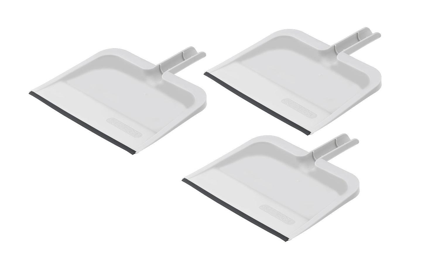 Durable 10" Clip-On Dustpan with Rubber Lip & Comfort Grip Handle - 3-Pack1