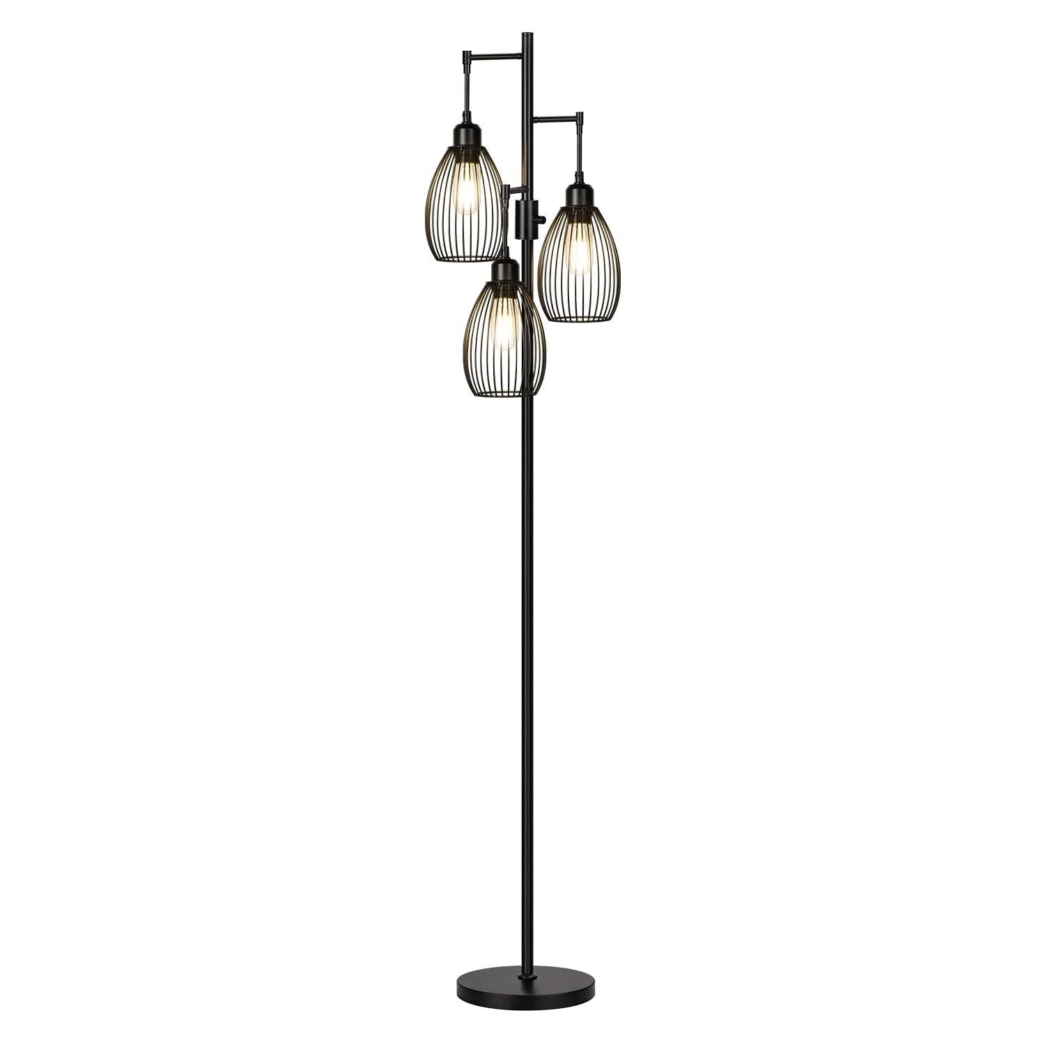 Dimmable Floor Lamp with 3 LED Edison Bulbs, Industrial Farmhouse Design for Liv8