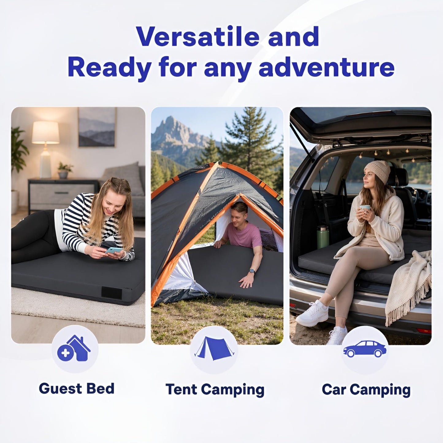 Memory Foam Camping Mattress Pad   Portable Roll Up Sleeping Mat for Adults   Ce4
