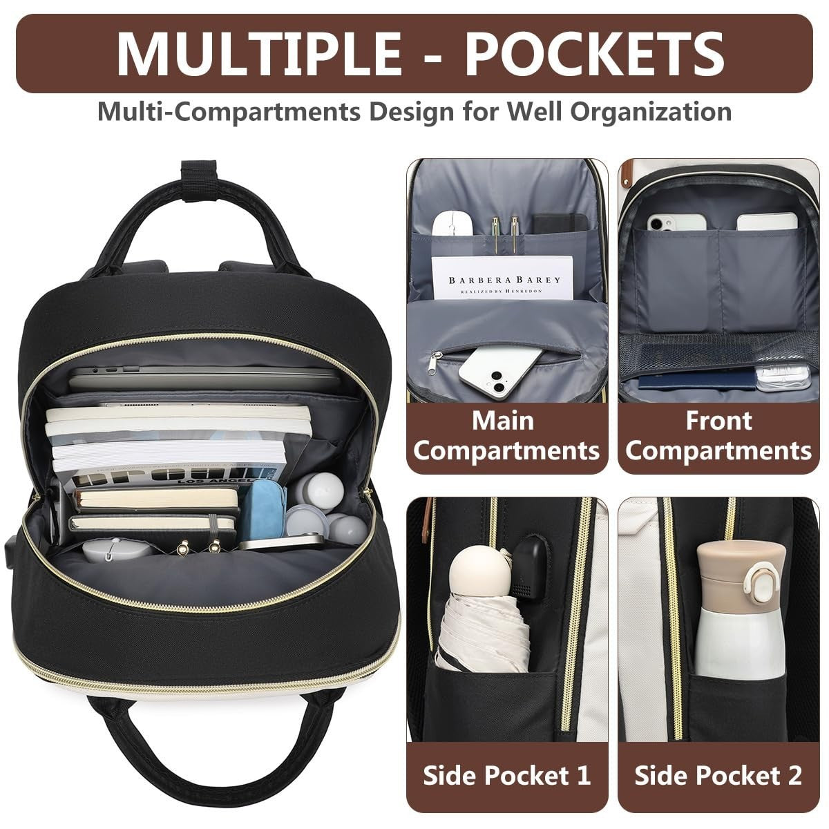 Waterproof 15.6" Laptop Backpack for Women   Business, Travel, College, Nurse Ba3