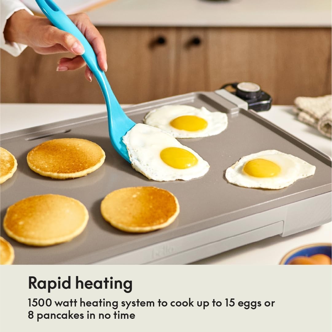 Electric Griddle 12" x 22" with Warming Tray, Nonstick Coating, Removable Probe,2