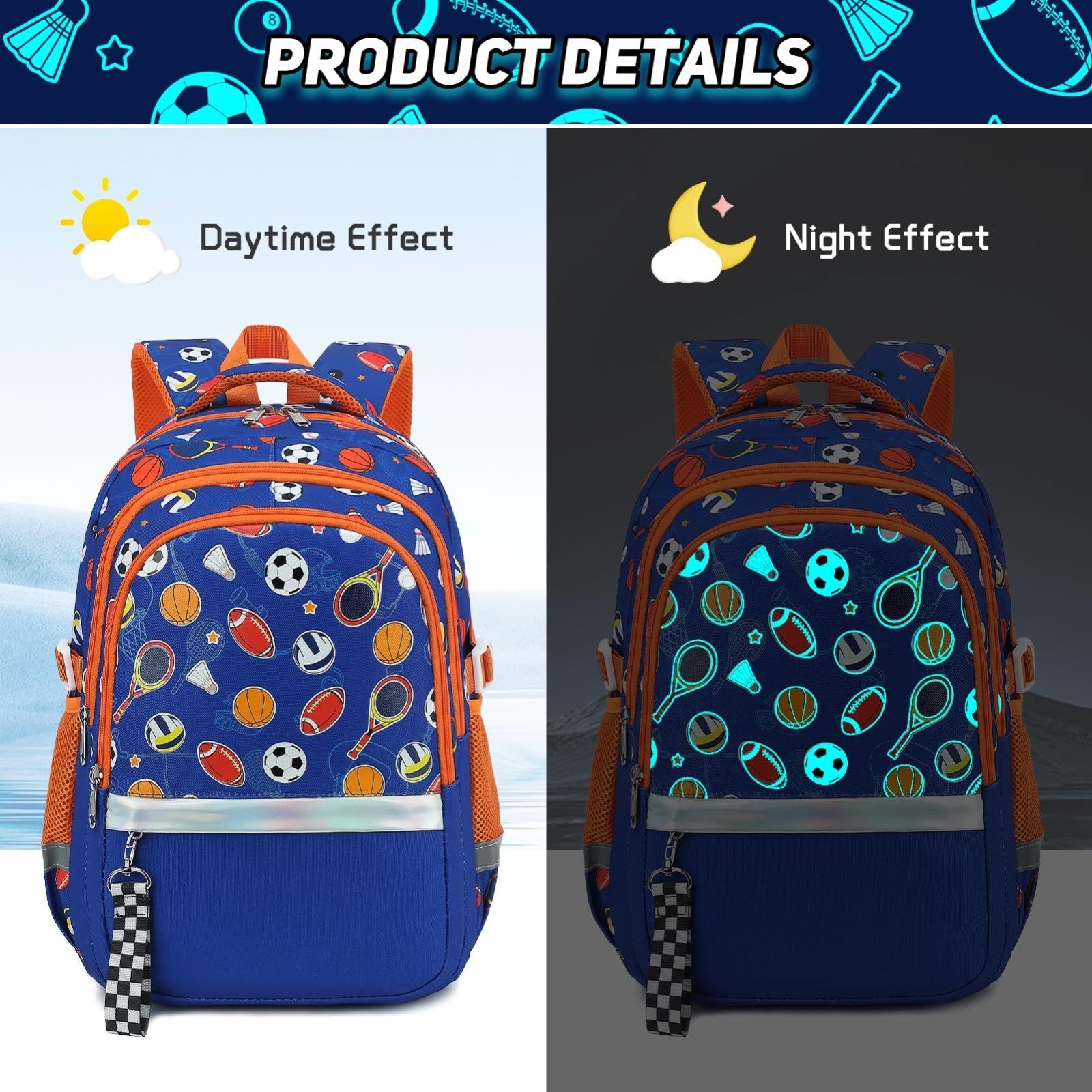 Luminous Boys Backpack Set   3PCS with Lunch Box & Pencil Case, School Gear2