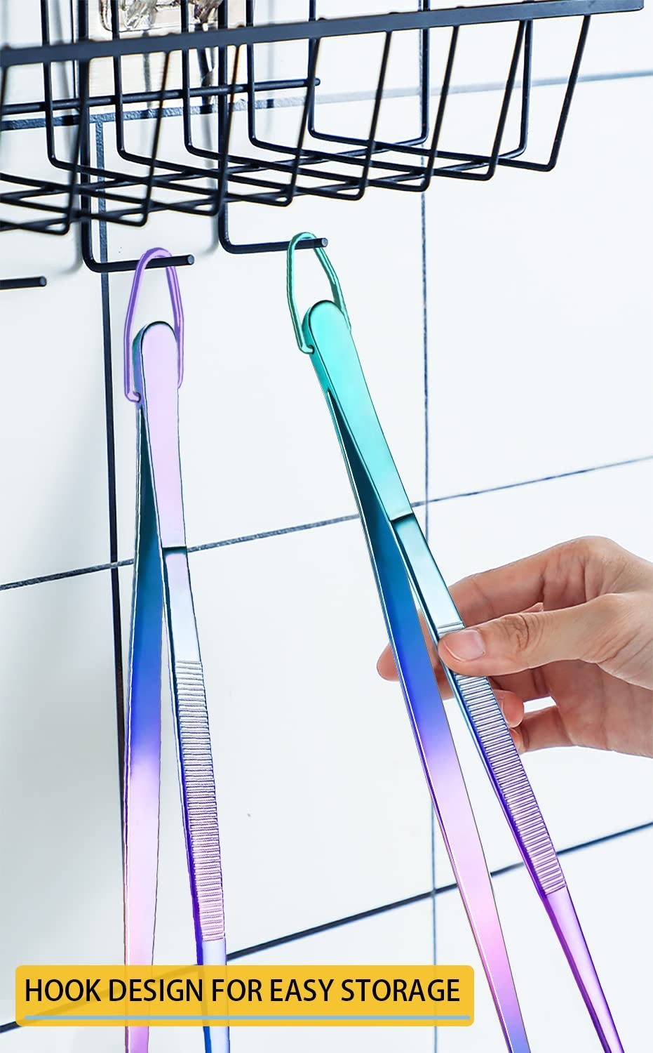 12 Inch Culinary Tweezers   2 Pcs Food Tongs Kitchen Cooking Tools (Rainbow)3