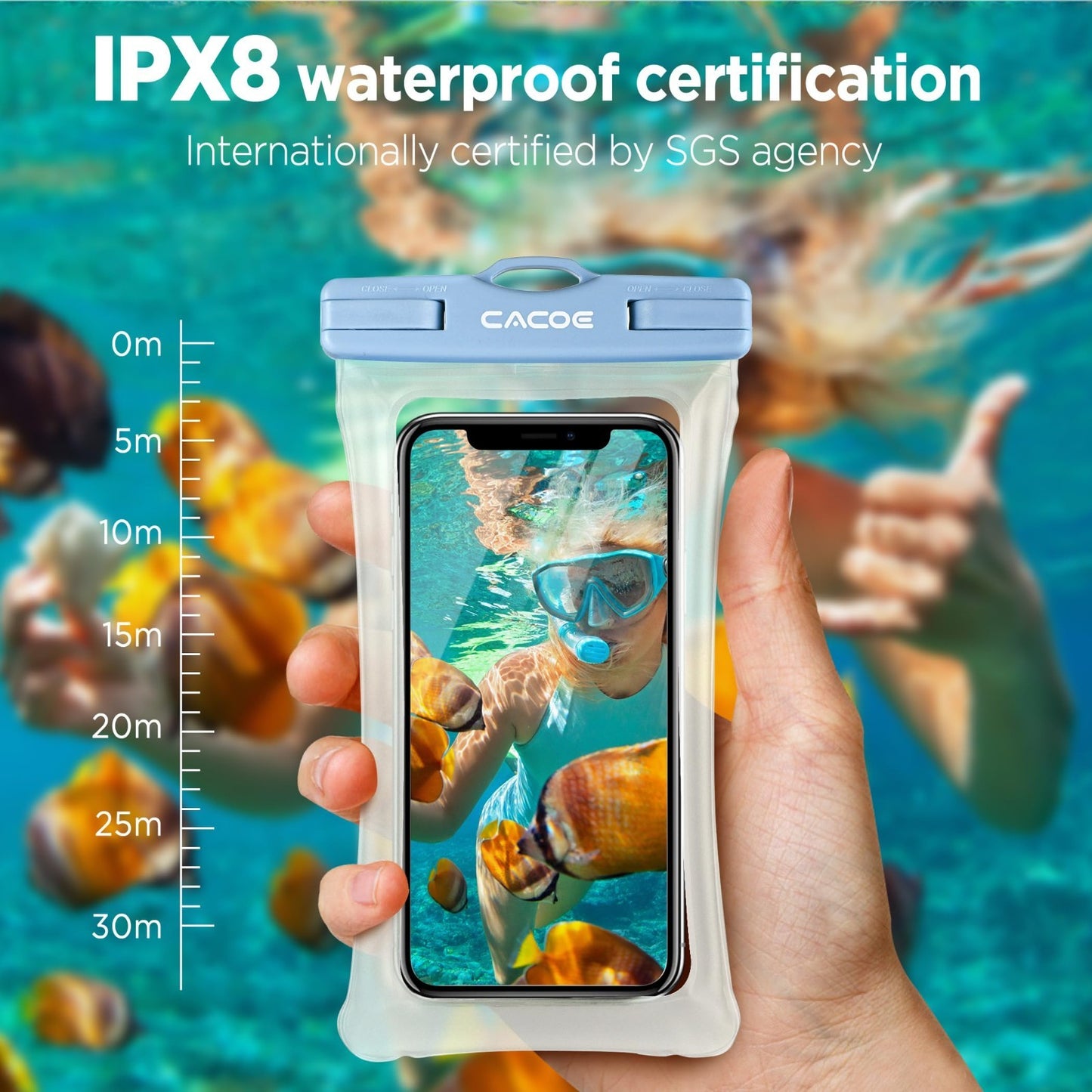 Waterproof Phone Pouch 2 Pack   Floatable IPX8 Case for Beach, Travel, Kayak & M3